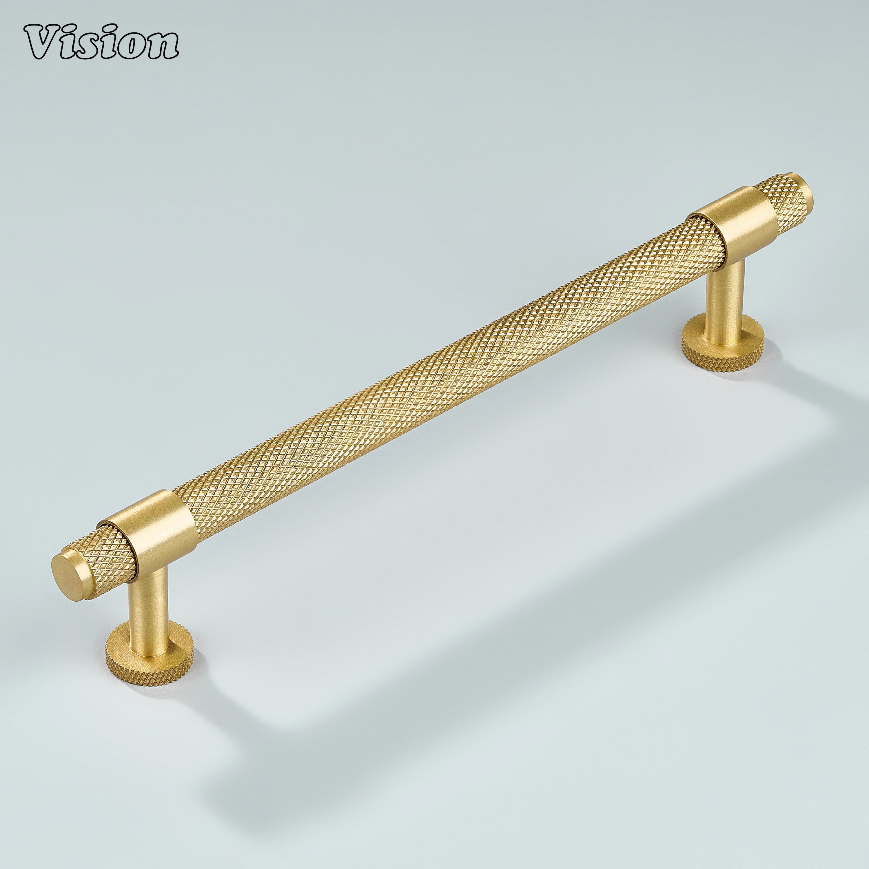 Modern gold Azure knurled ringed handle used for closet doors
