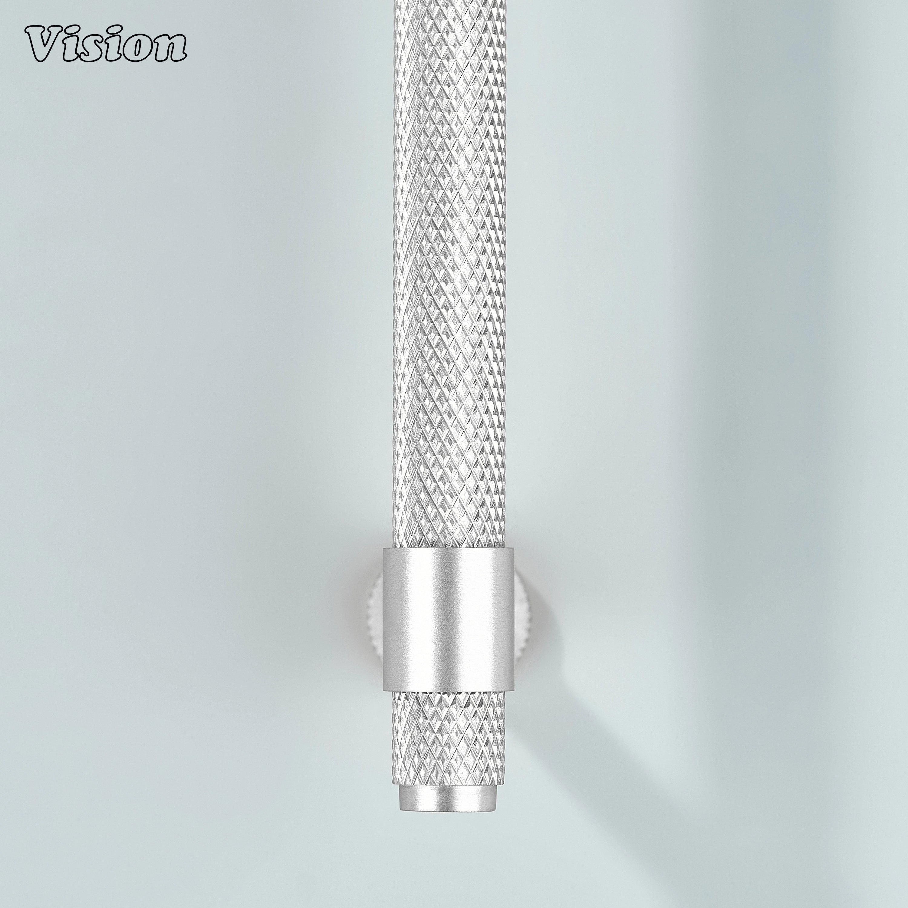 Modern silver Azure knurled ringed handle used for vanity drawers