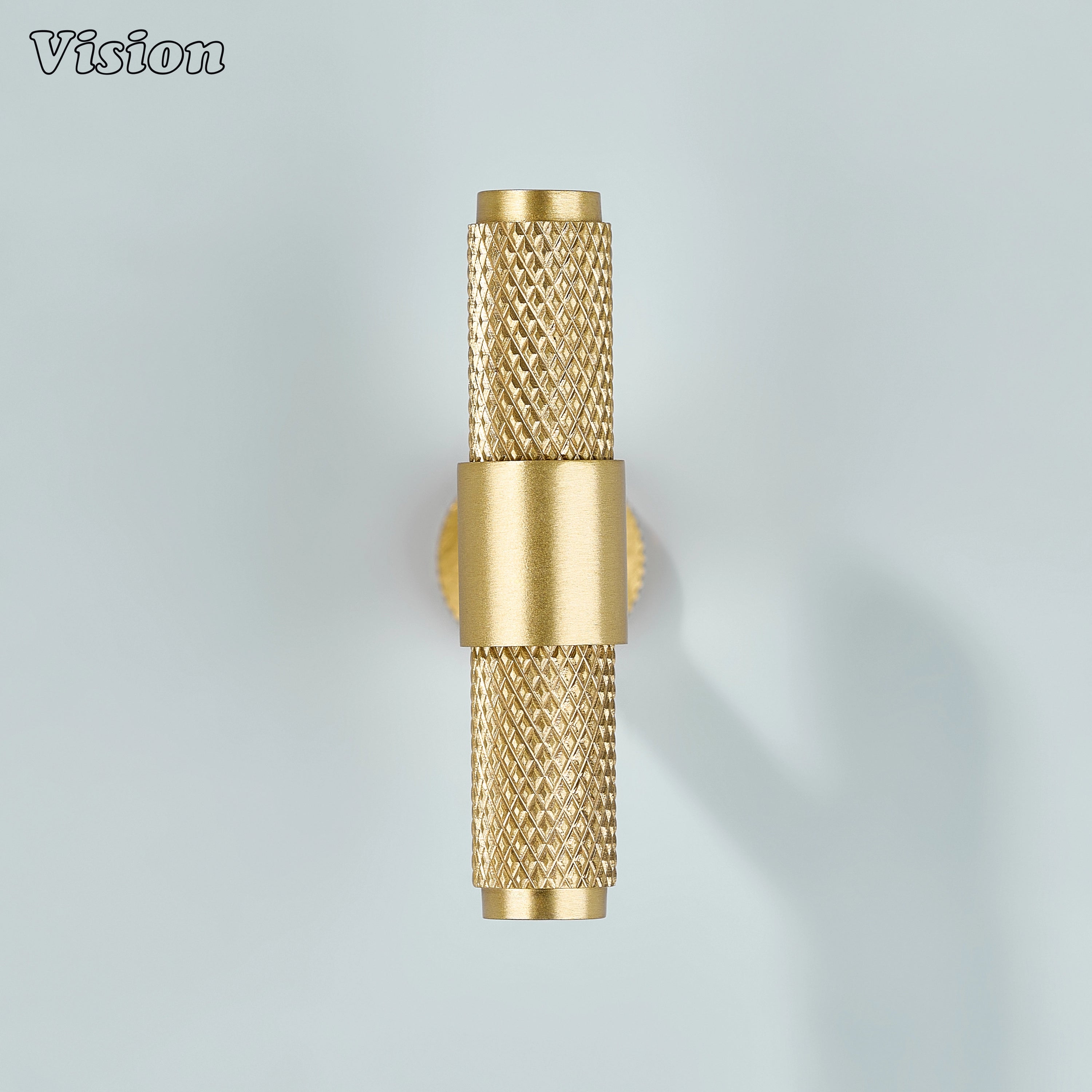 Modern gold Azure T-knob used for bathroom cabinets.