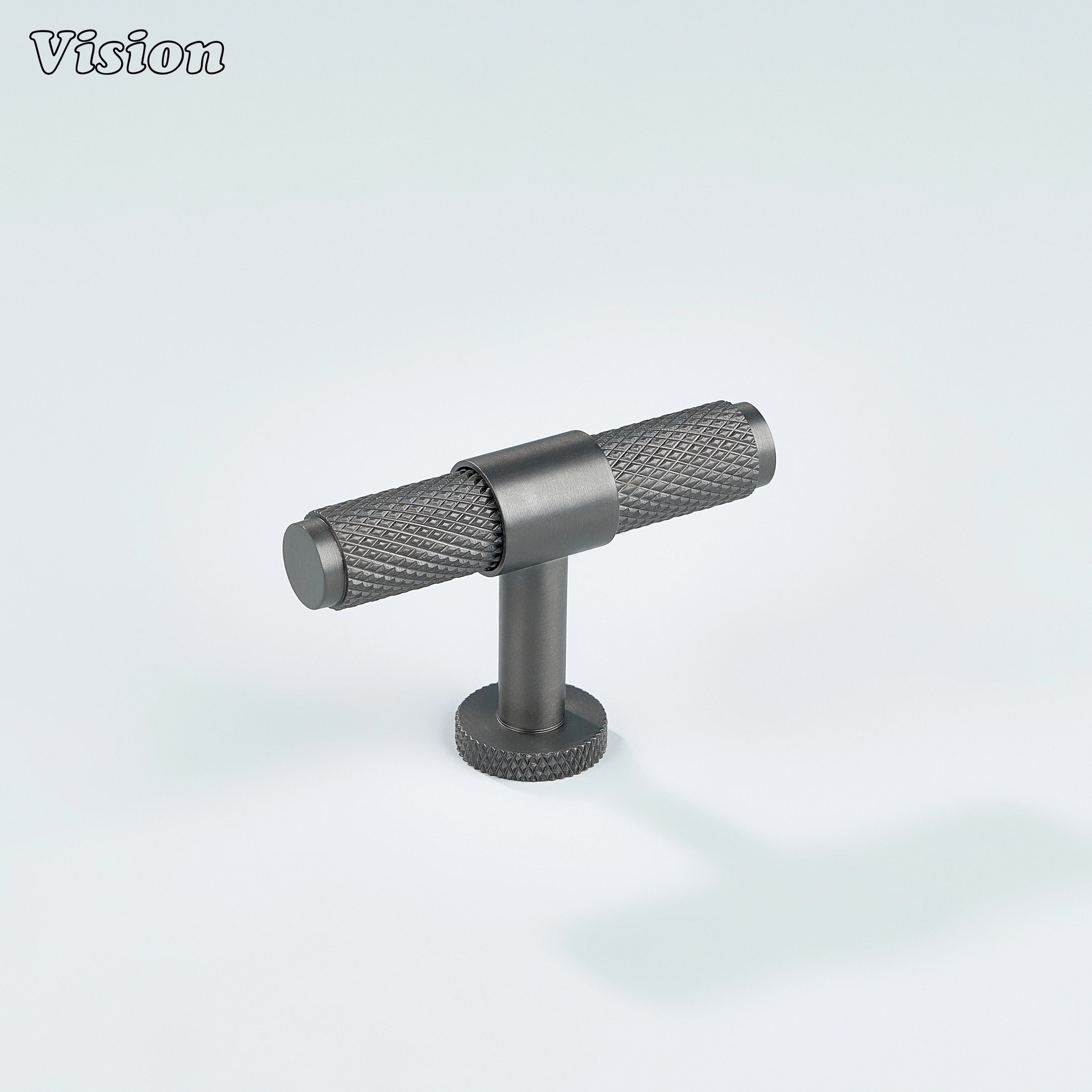 Modern gunmetal Azure knurled brass T-knob for kitchen cabinets