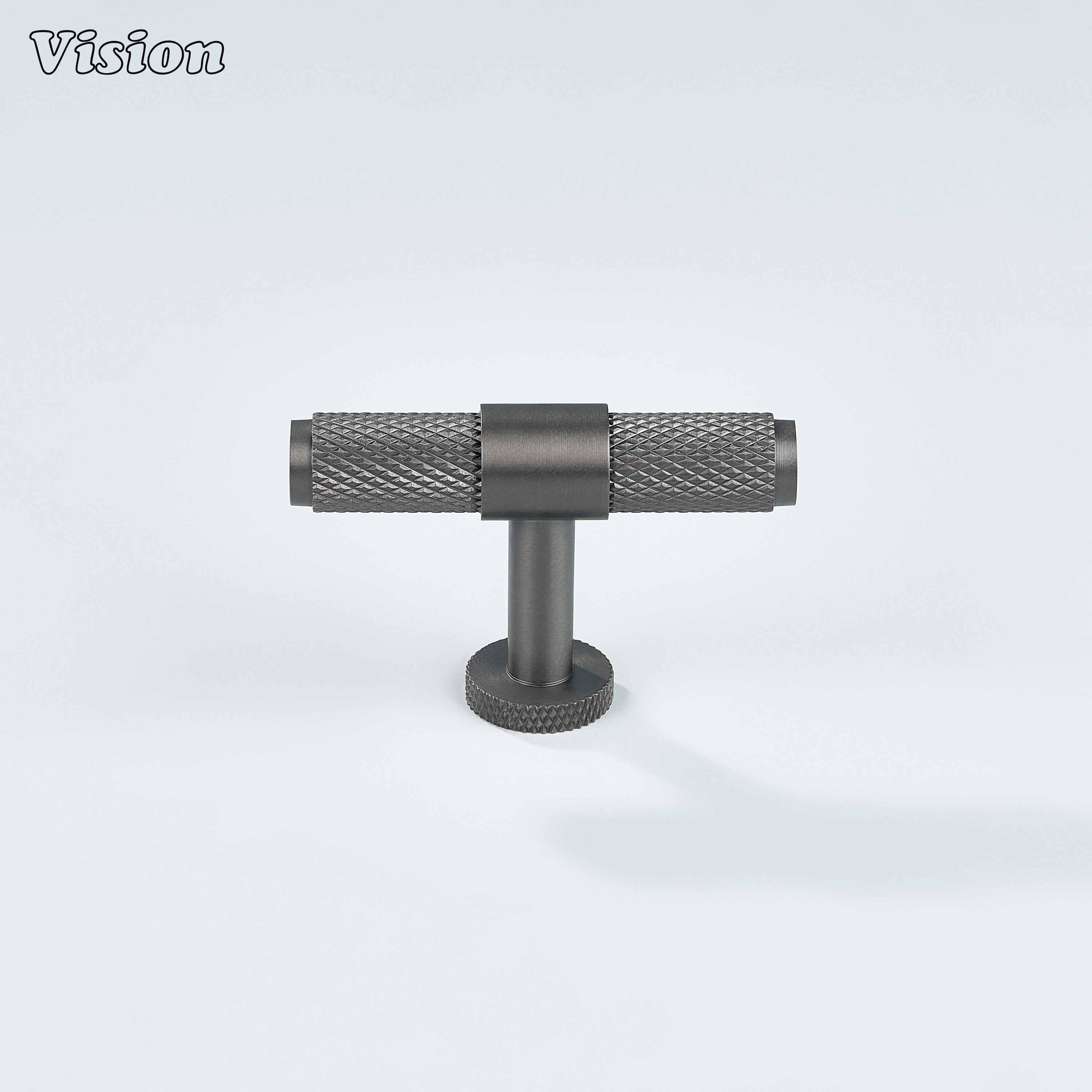 Gunmetal knurled T-knob used for wardrobe doors and drawers