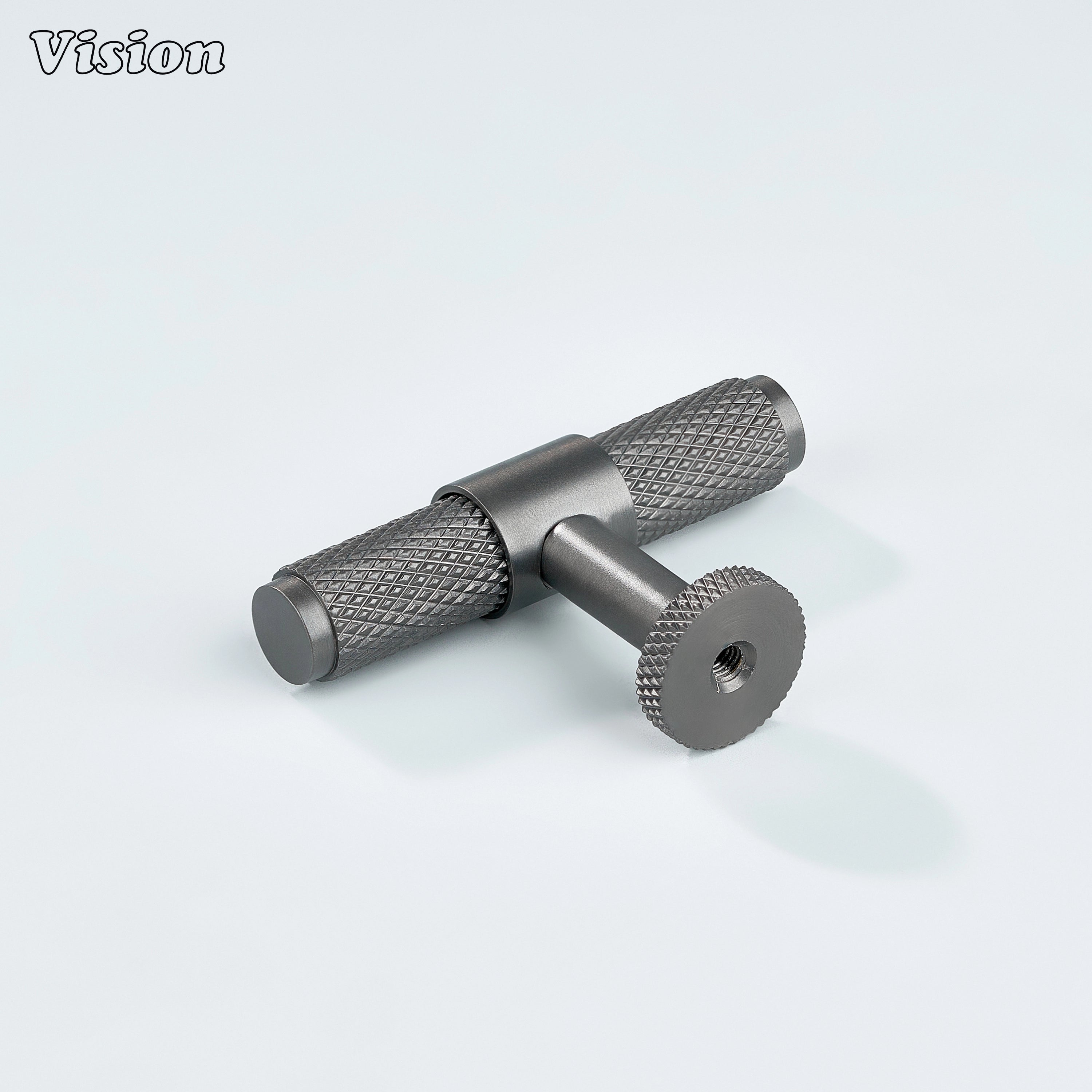 Modern gunmetal Azure T-knob used for bathroom cabinets
