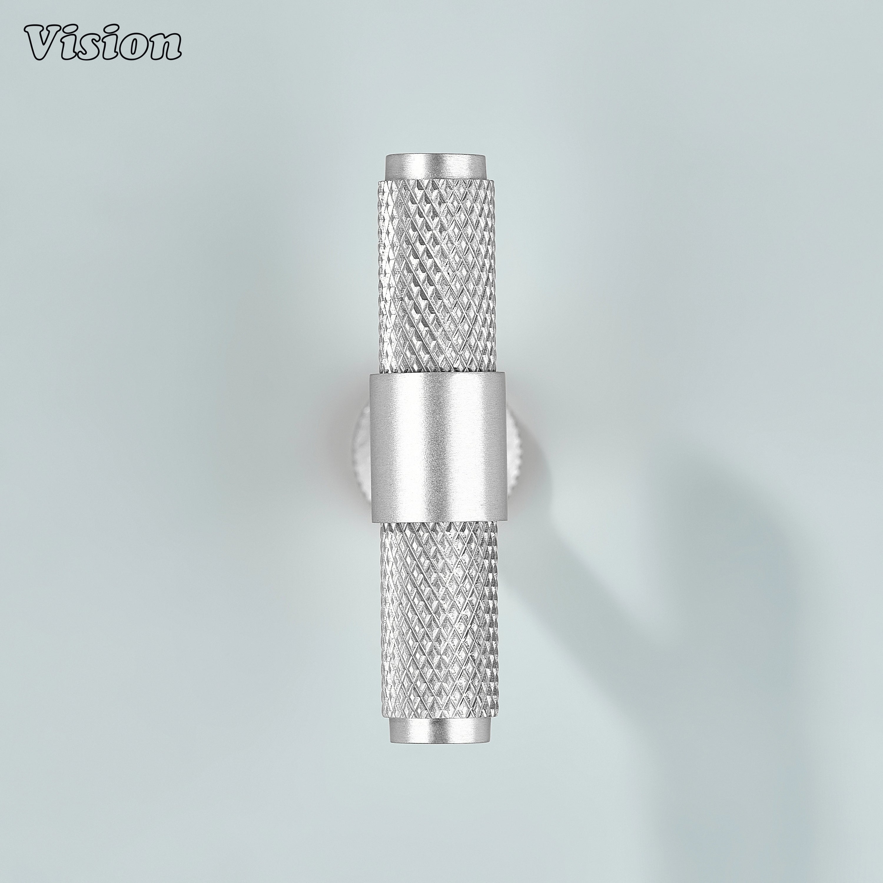 Modern silver Azure T-knob used for bathroom cabinets.