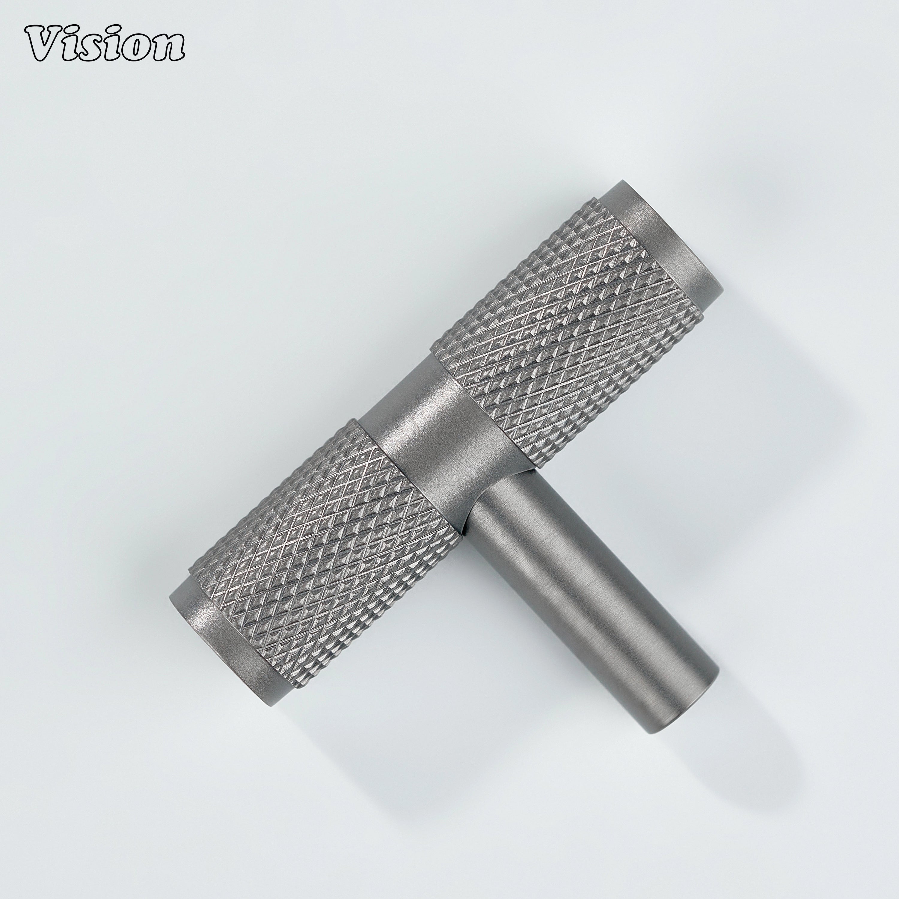 Modern Gunmetal knurled cabinet t-knob bar style for kitchen storage