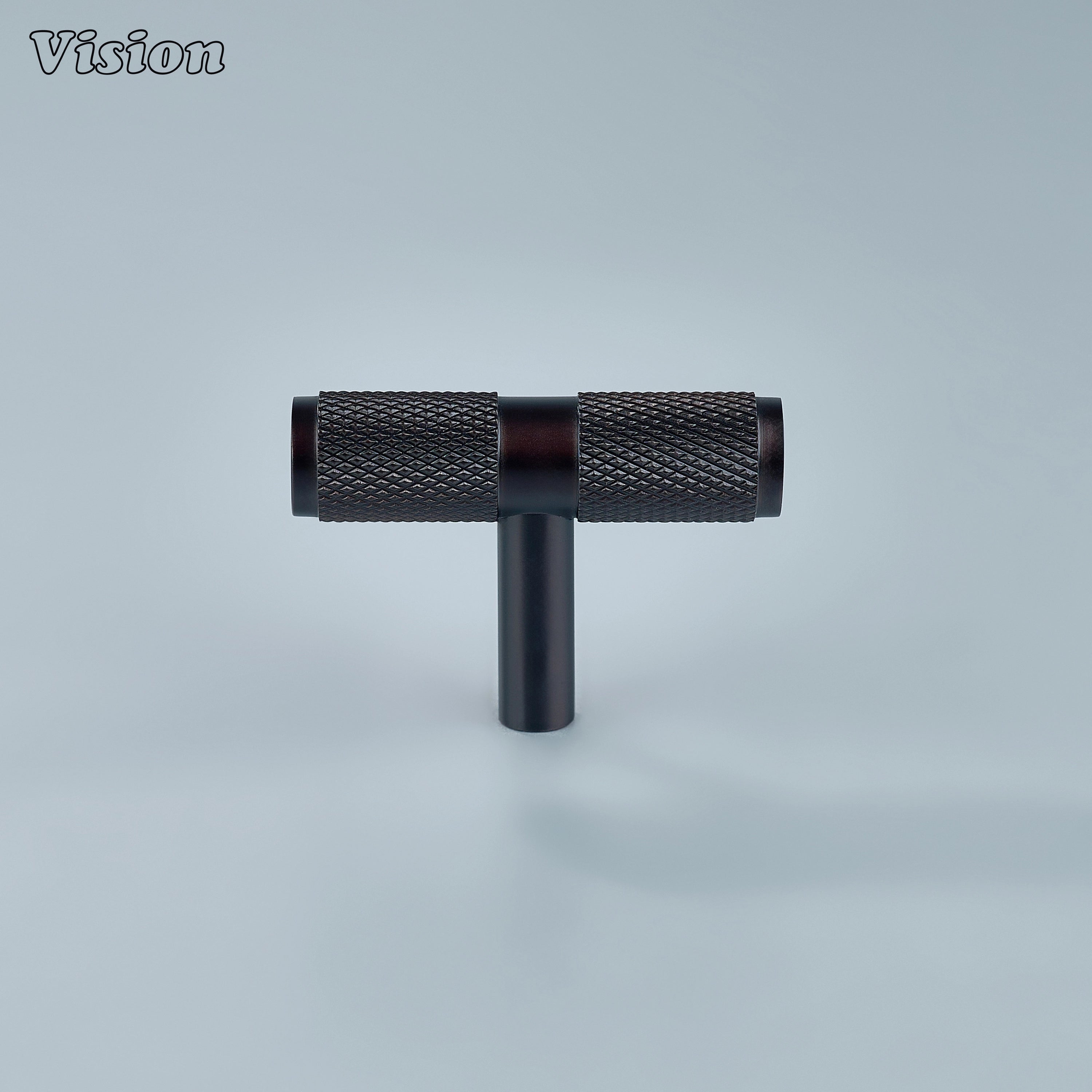 Oil Rubbed Bronze knurled cabinet t-knob with bar and cylinder leg for kitchen cabinets
