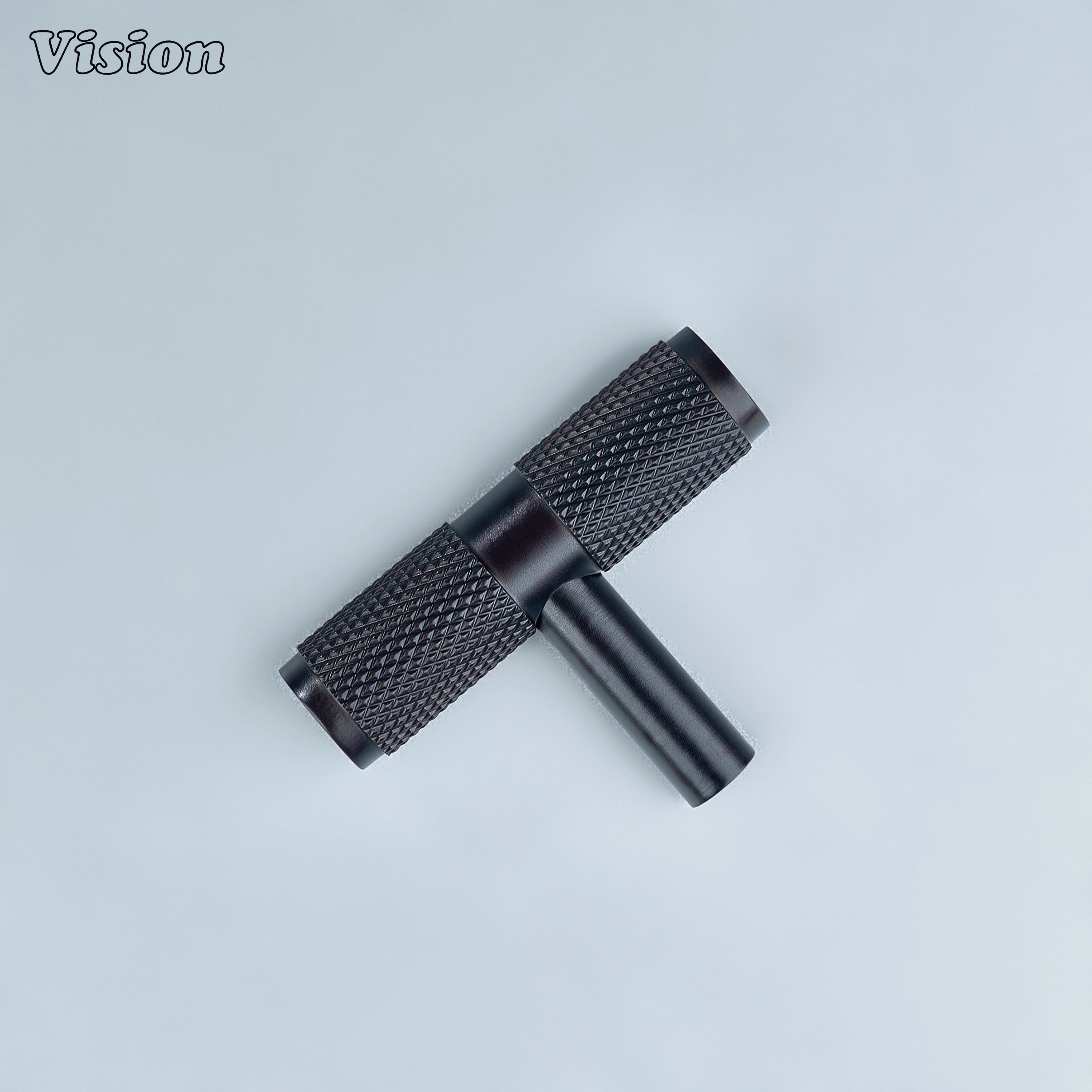 Cabinet t-knob Oil Rubbed Bronze with knurled bar grip and cylindrical leg