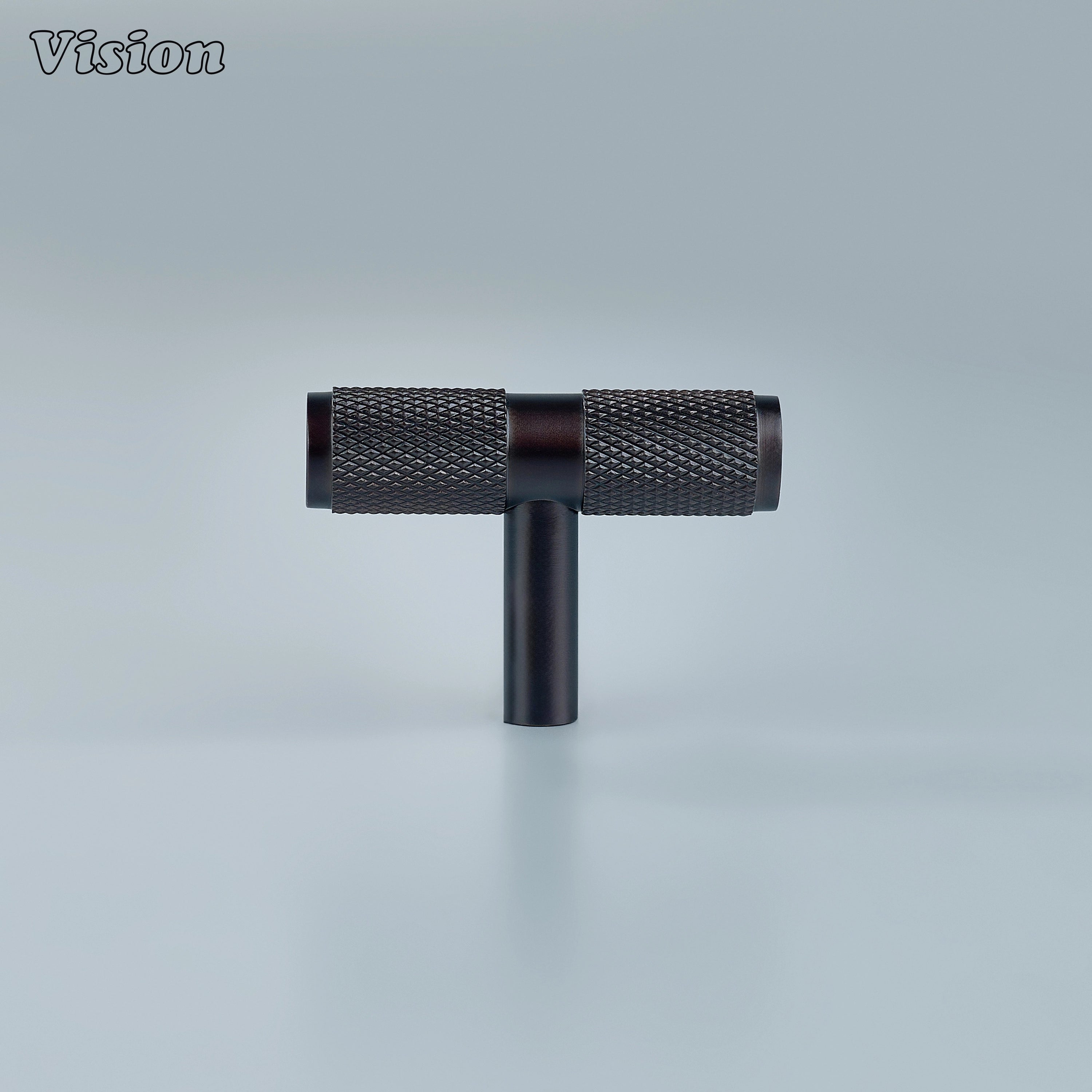 Oil Rubbed Bronze knurled t-knob cabinet knob with cylinder leg for drawers