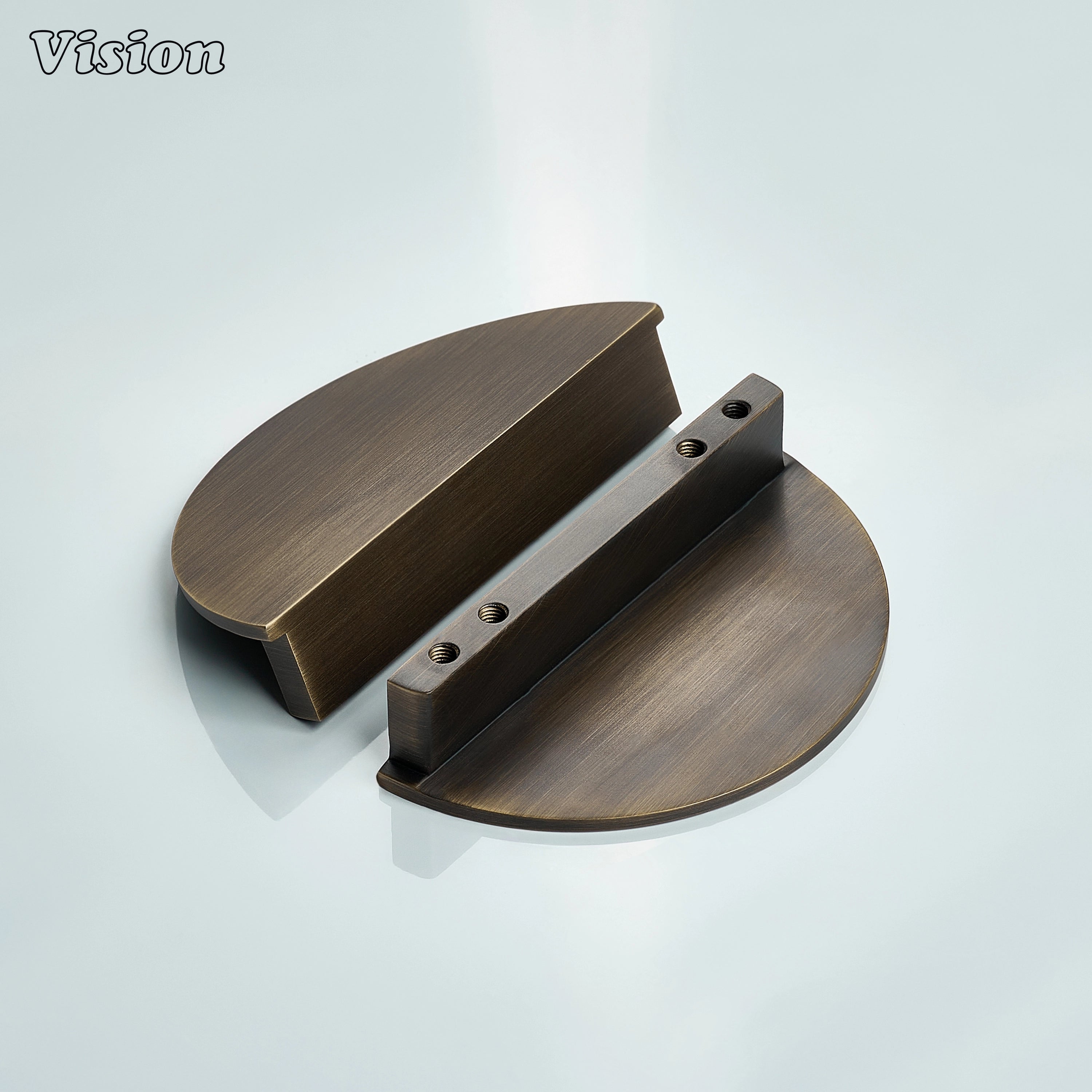 Antique Bronze solid brass half round cabinet handle in plain profile for drawers