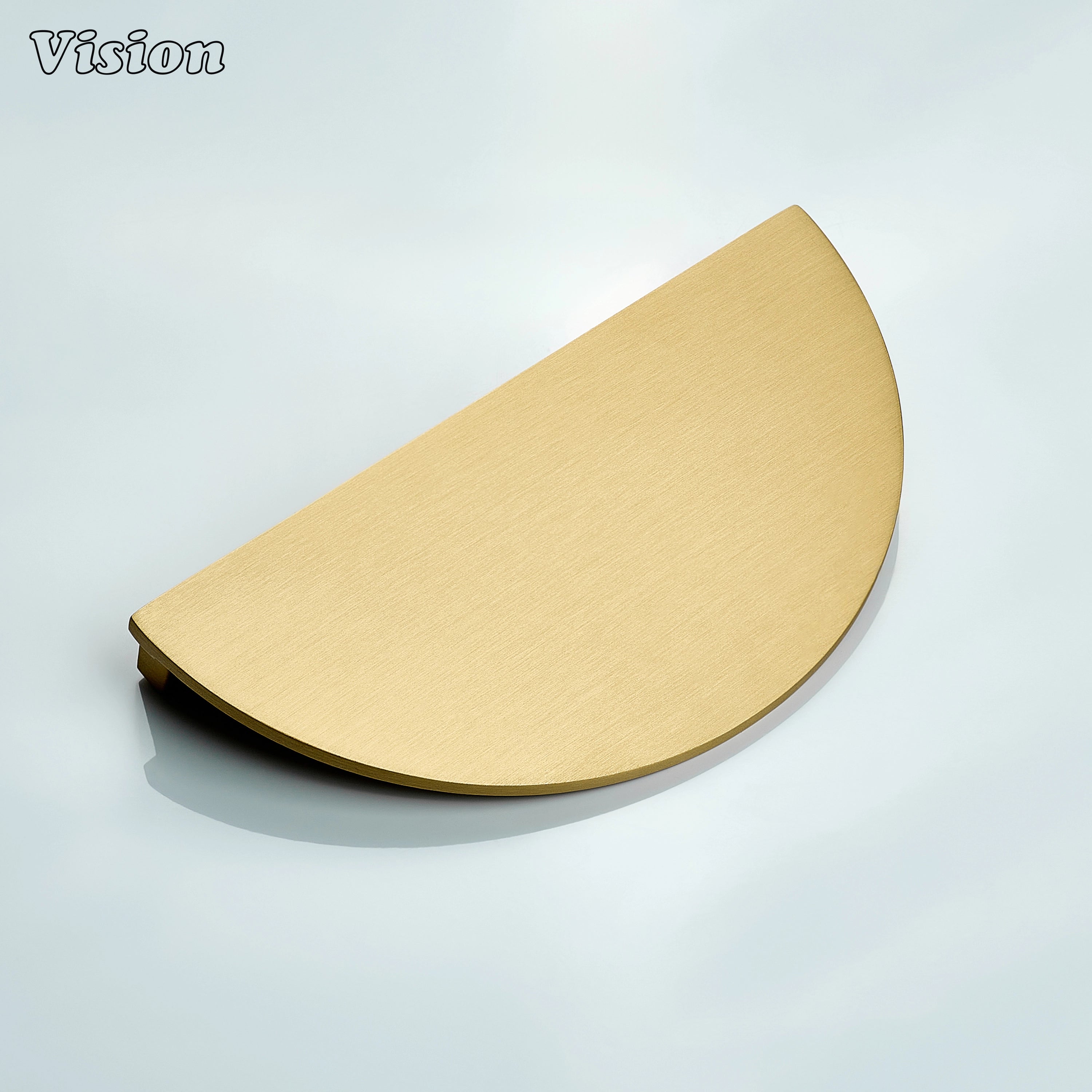 Gold half round cabinet handle in plain brass design for contemporary furniture