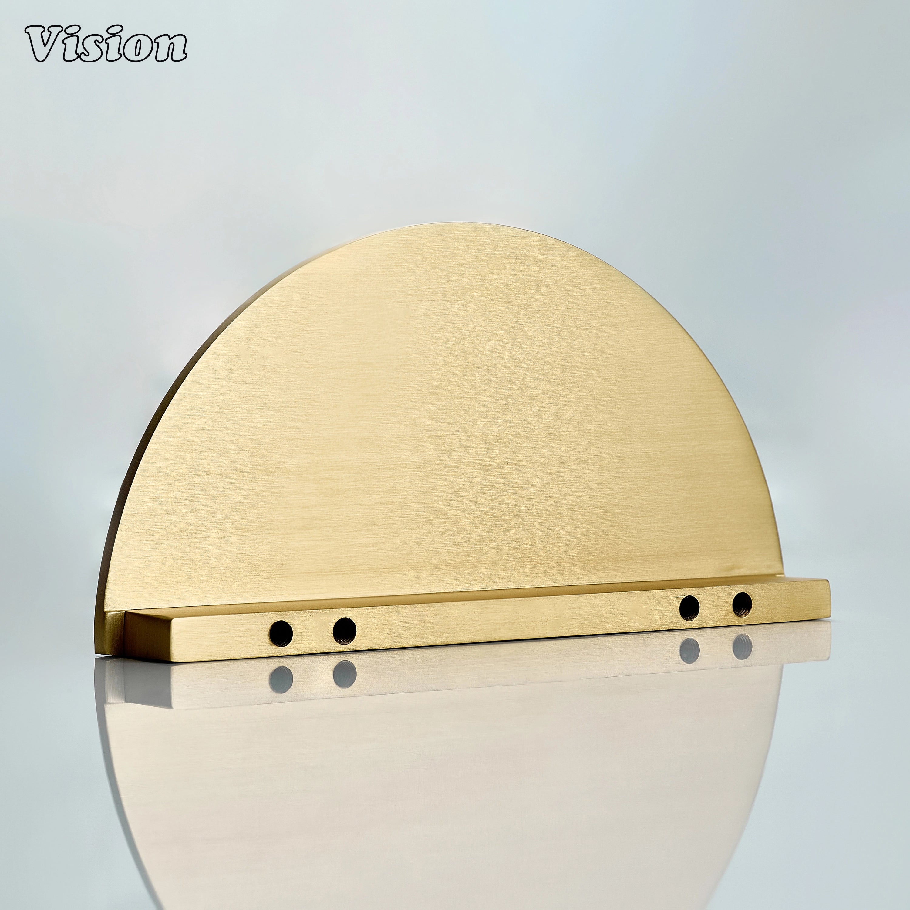 Gold modern half round brass cabinet pull with smooth bar for kitchen drawers