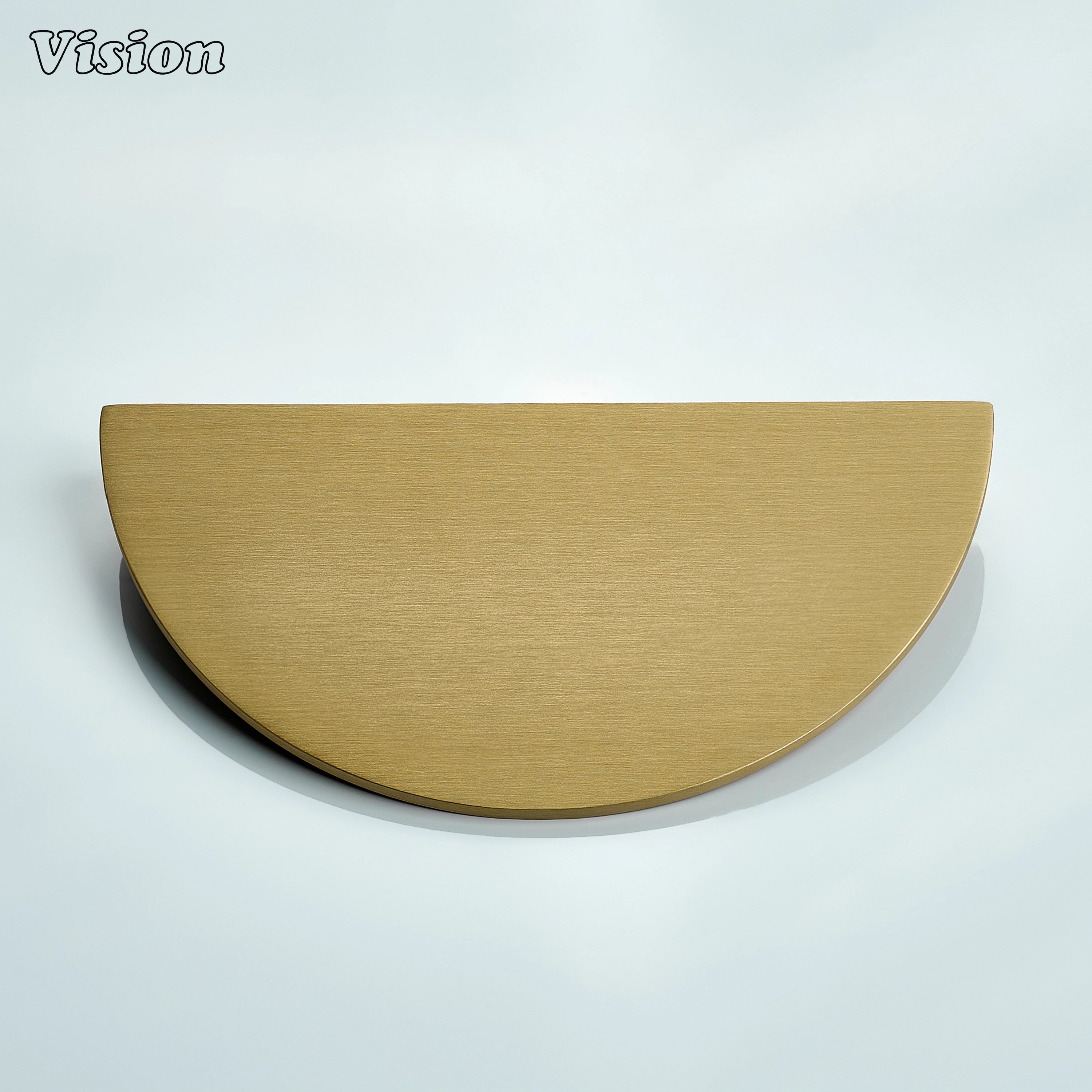 Gold minimalist half round brass cabinet handle with smooth edges for furniture