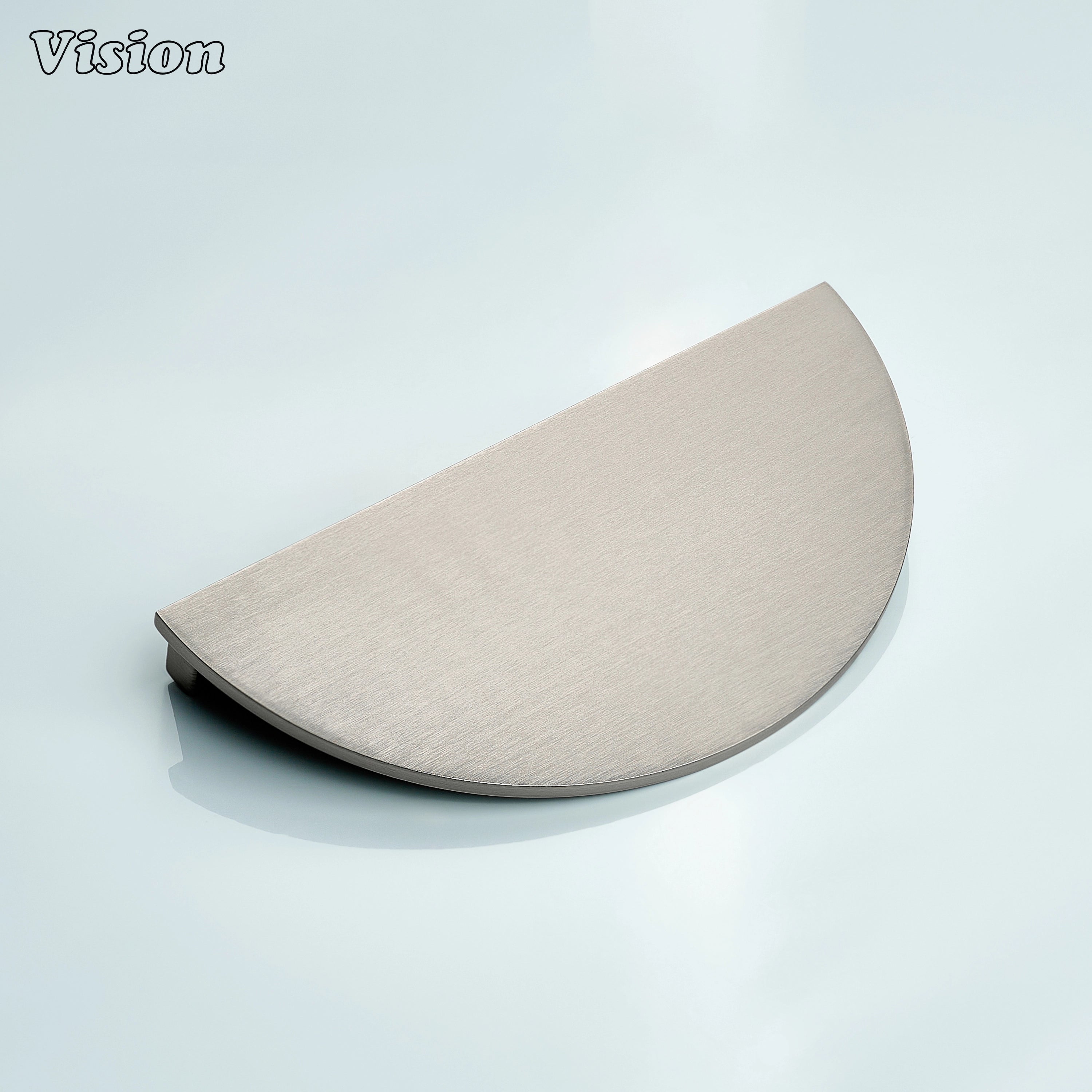 Silver half round cabinet handle with modern brass form for drawers