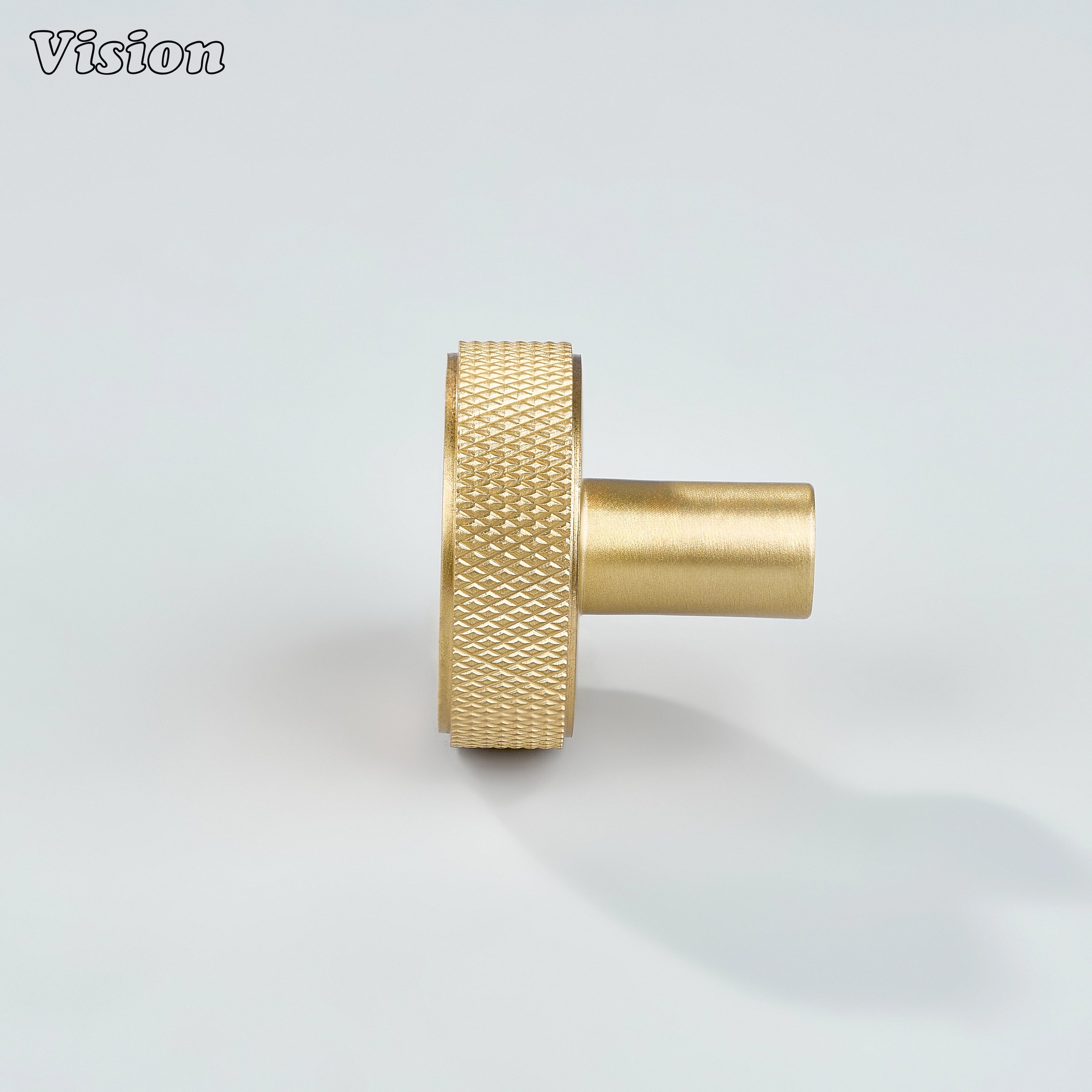 Knurled round cabinet knob in Gold finish designed for wardrobes and storage units