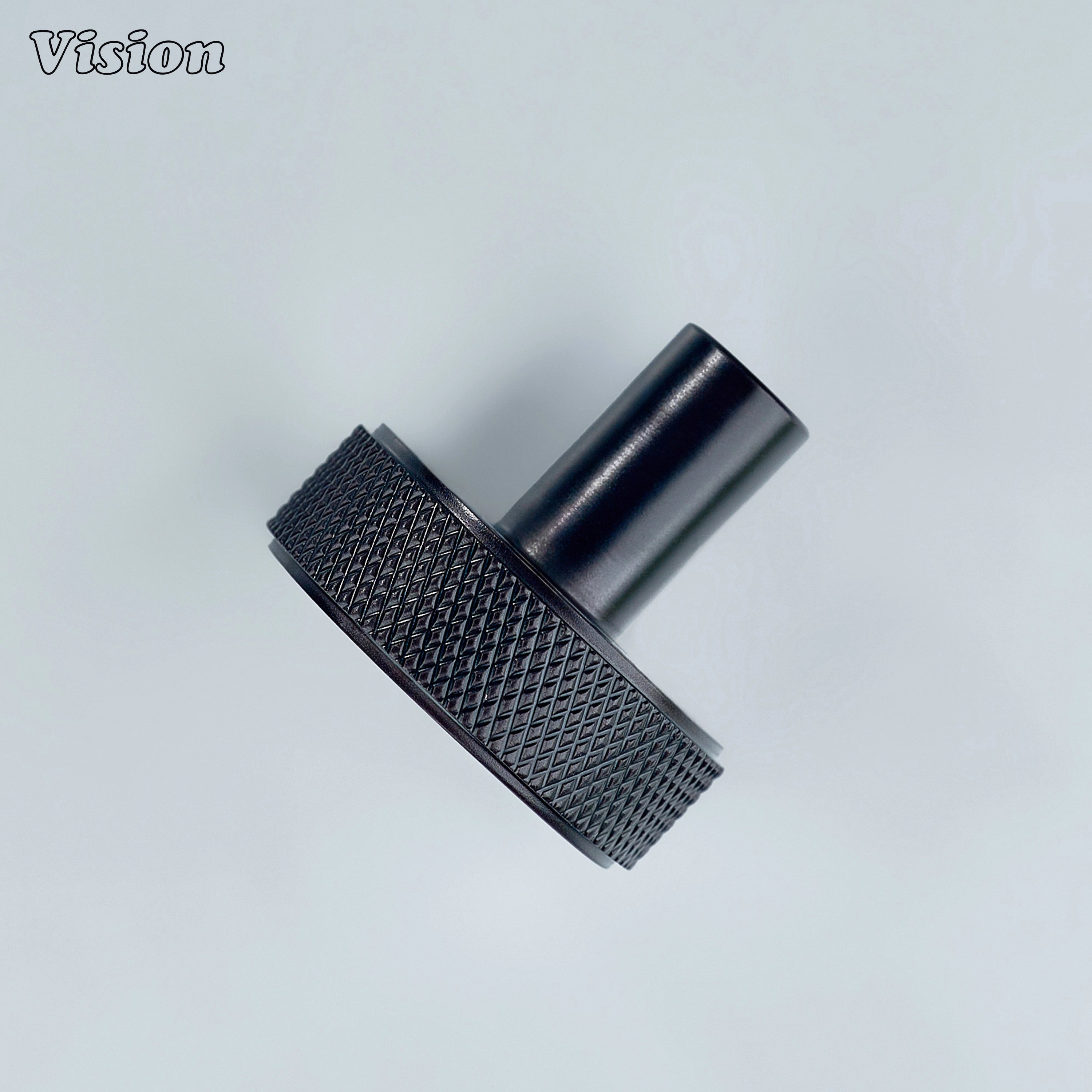 Knurled round knob in Oil rubbed bronze finish great for warm-toned interior cabinetry.