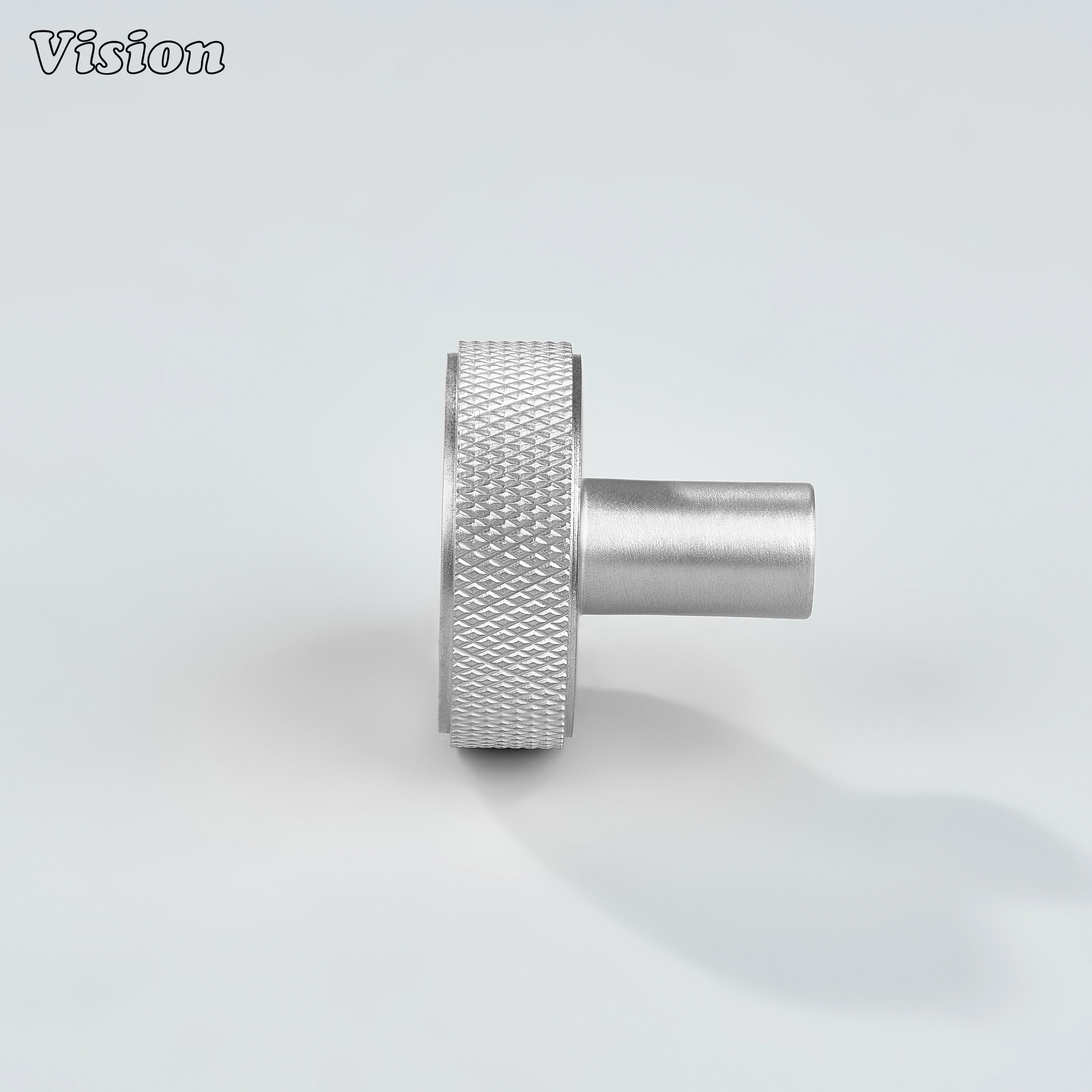 Knurled round cabinet knob in Silver finish for storage units