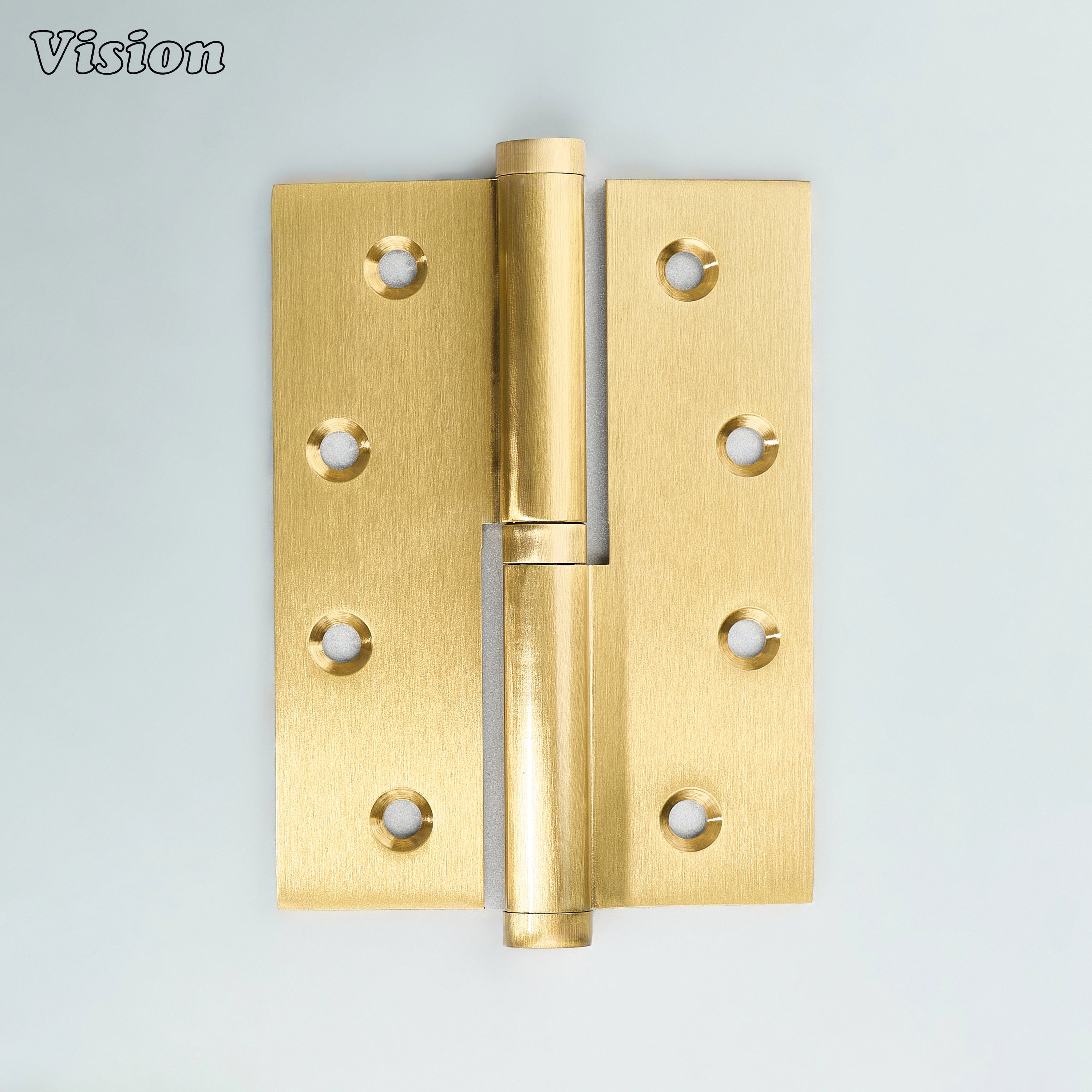 Gold rectangular lift-off brass hinge with loose joint design for easy door removal