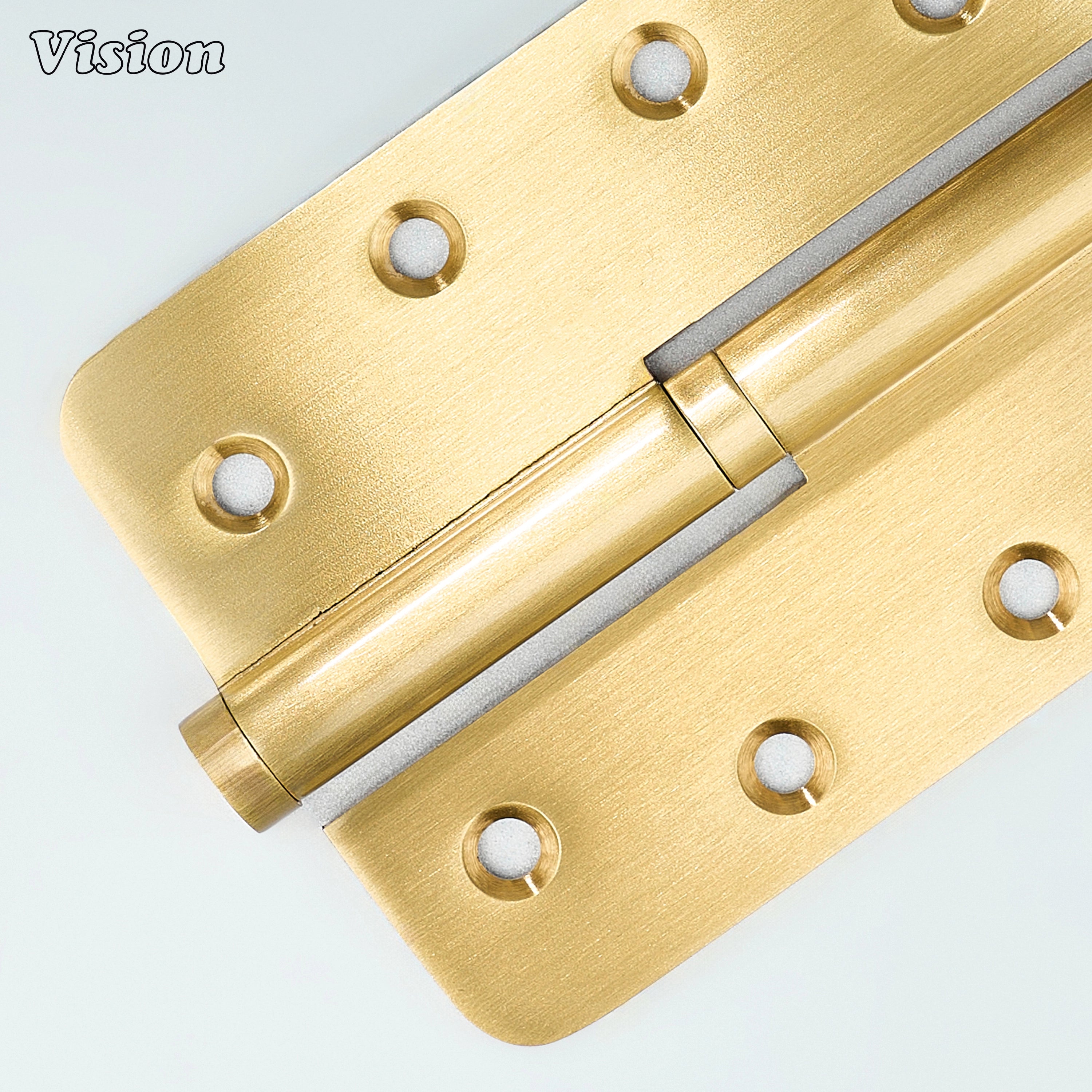 Gold brass loose joint door hinge with rounded plates for wardrobes and storage units
