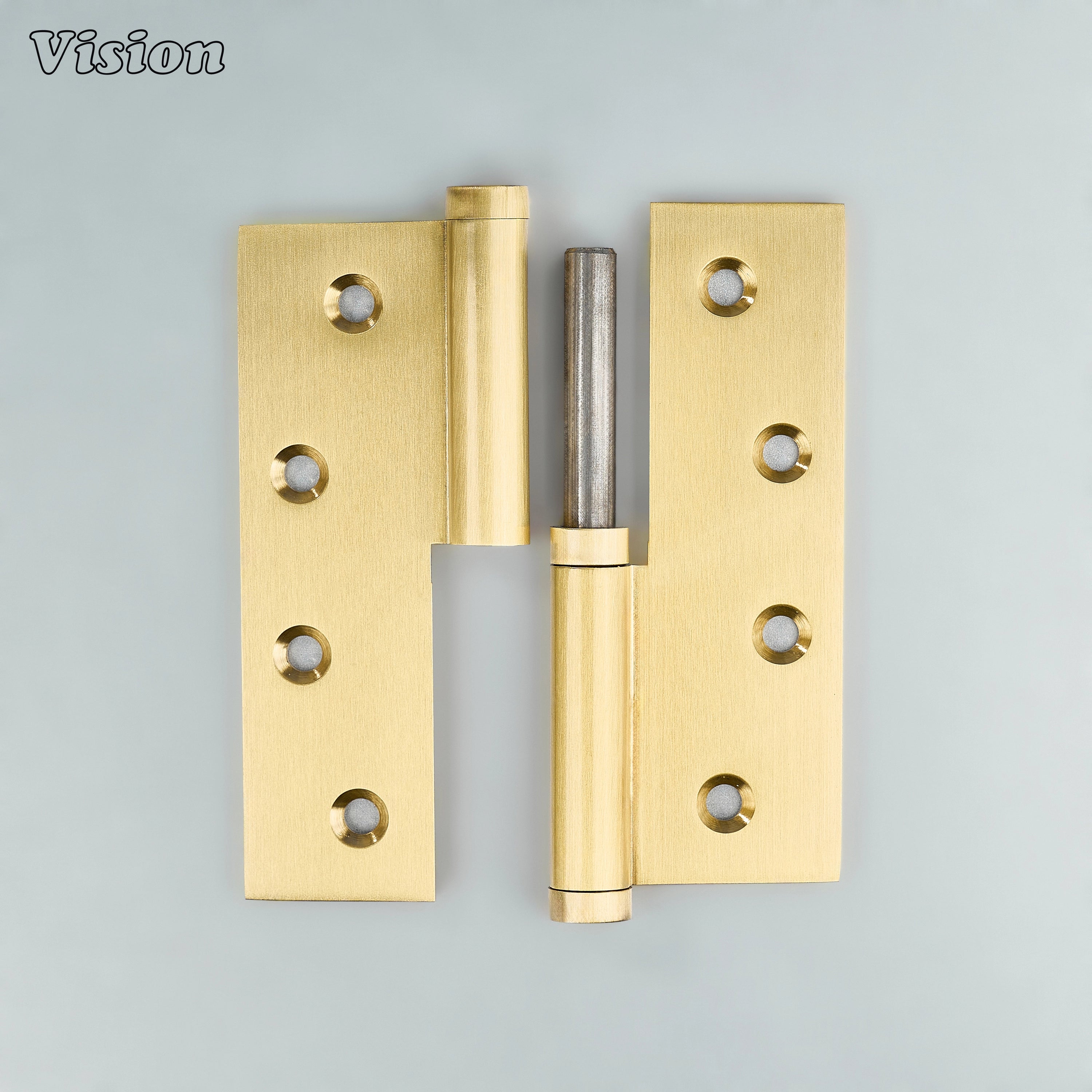 Gold detachable brass door hinge with sharp corners for contemporary interiors