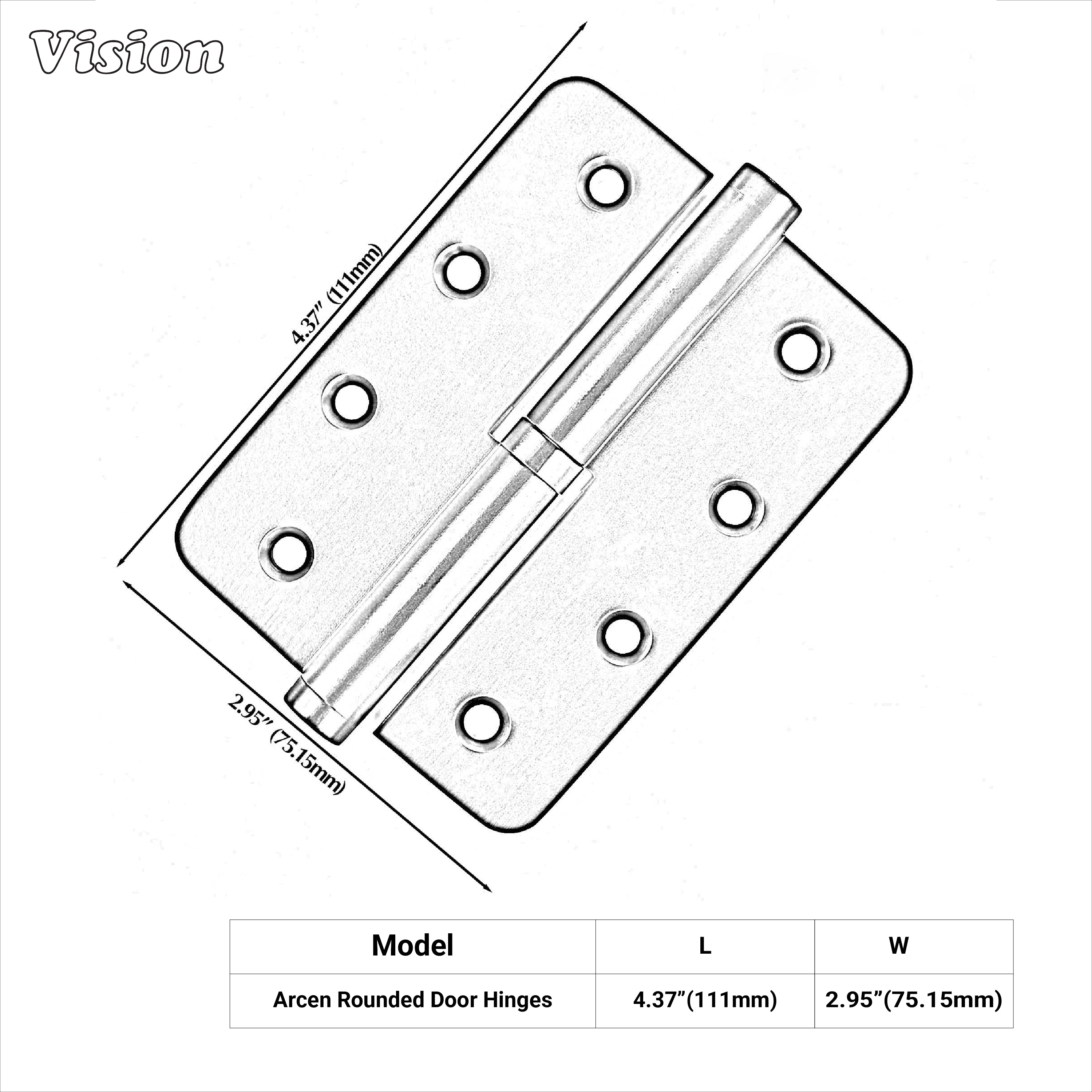 Rounded gold brass lift-off hinge ideal for interior doors and movable furniture panels