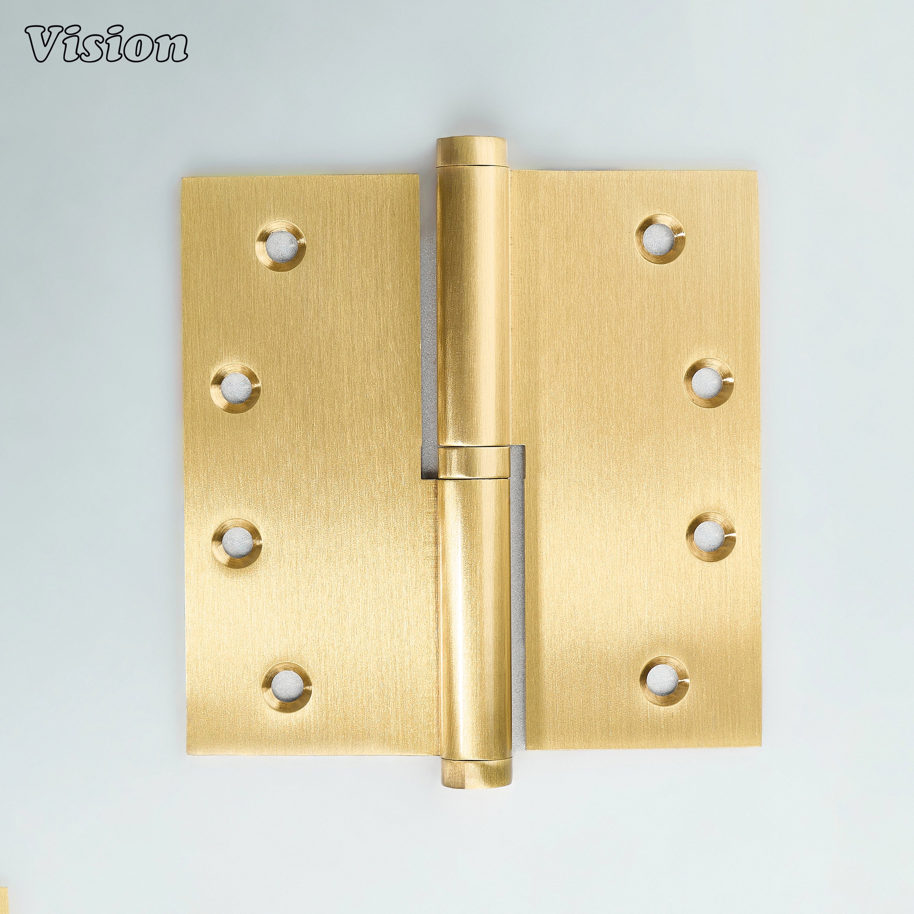 Square profile door hinge with plain surface in Gold finish, detachable lift-off style for wardrobes and cabinets