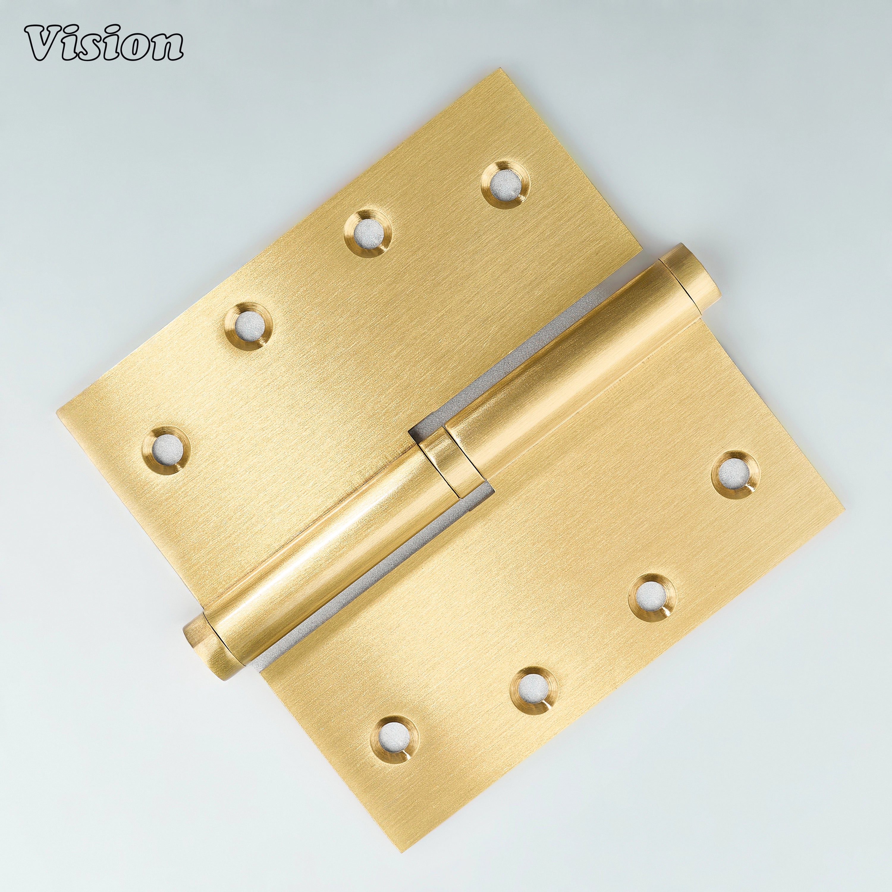 Solid brass lift-off door hinge in Gold finish featuring sharp corners for residential interior doors