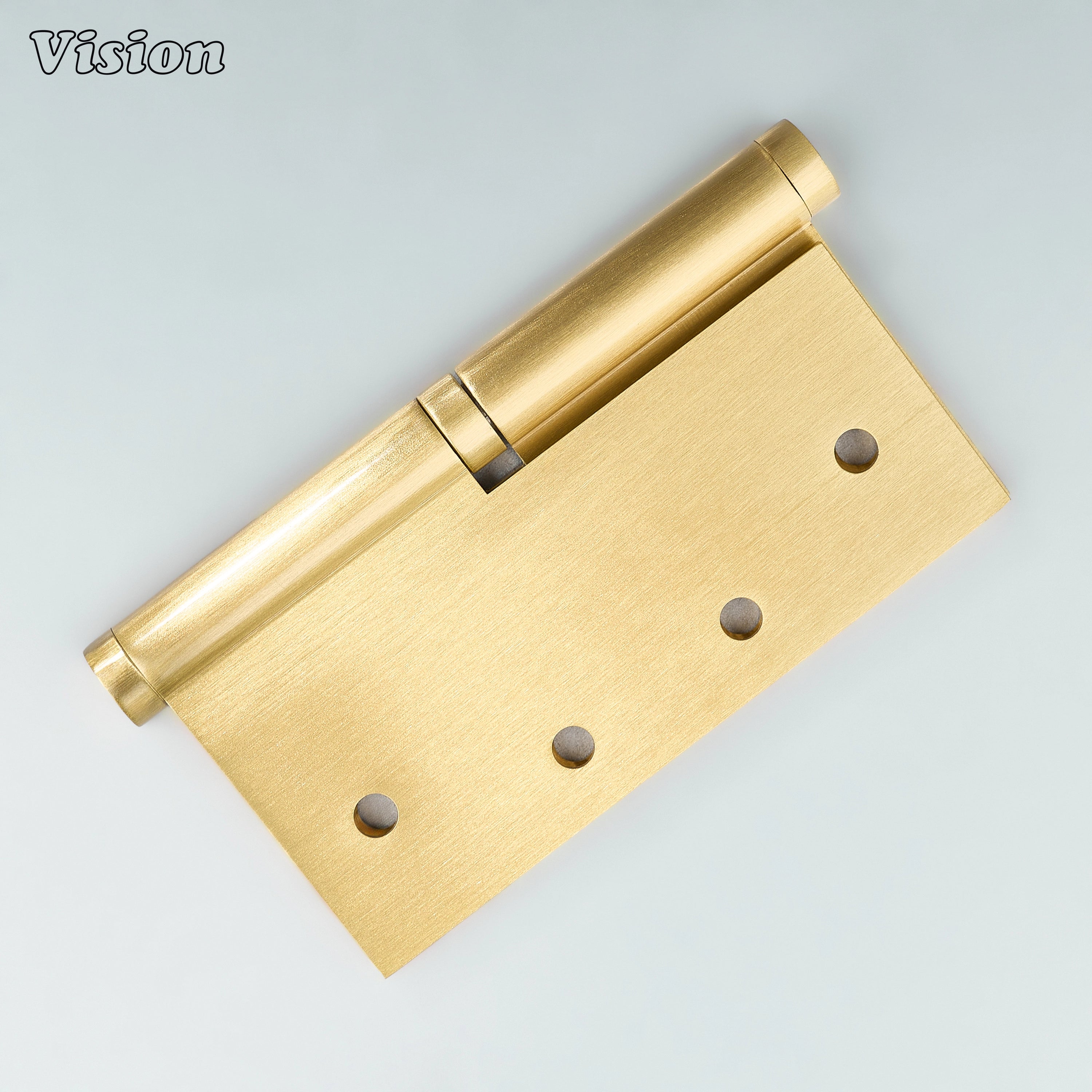 Gold finish brass door hinge with square edges, lift-off construction for cabinetry and wardrobes