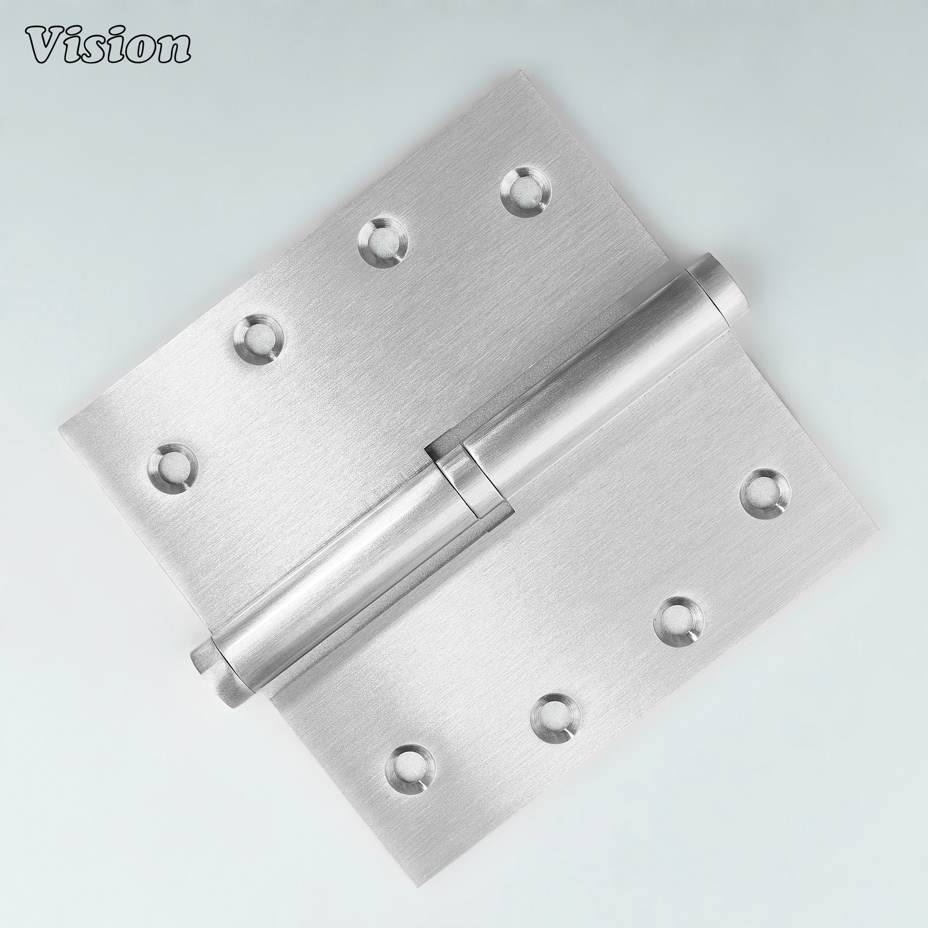 Solid brass lift-off door hinge in Silver finish with sharp square edges