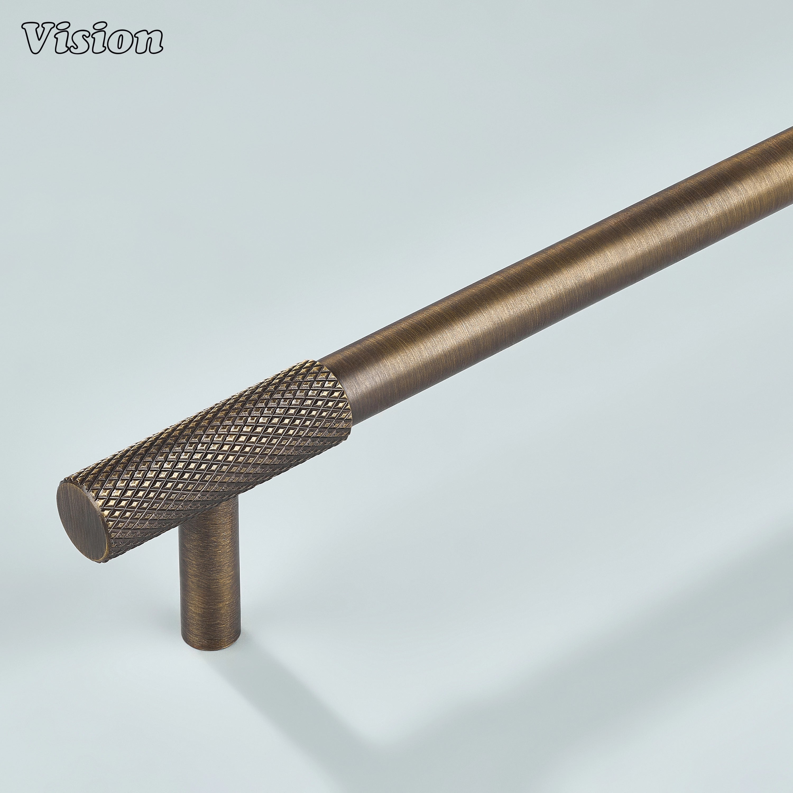 Antique Bronze Arion Knurled Cabinet Handle on white background