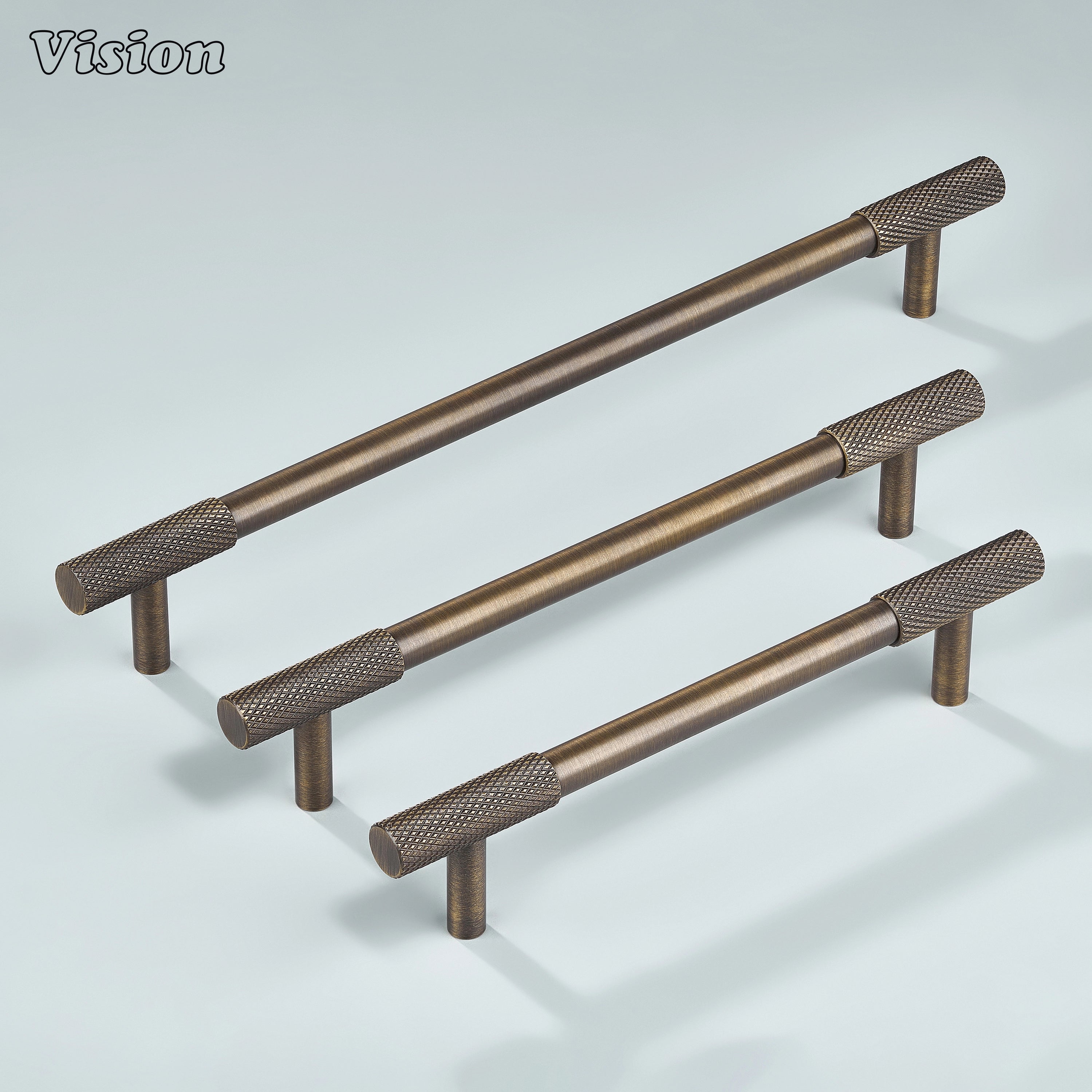 Solid brass Antique Bronze knurled cabinet handle