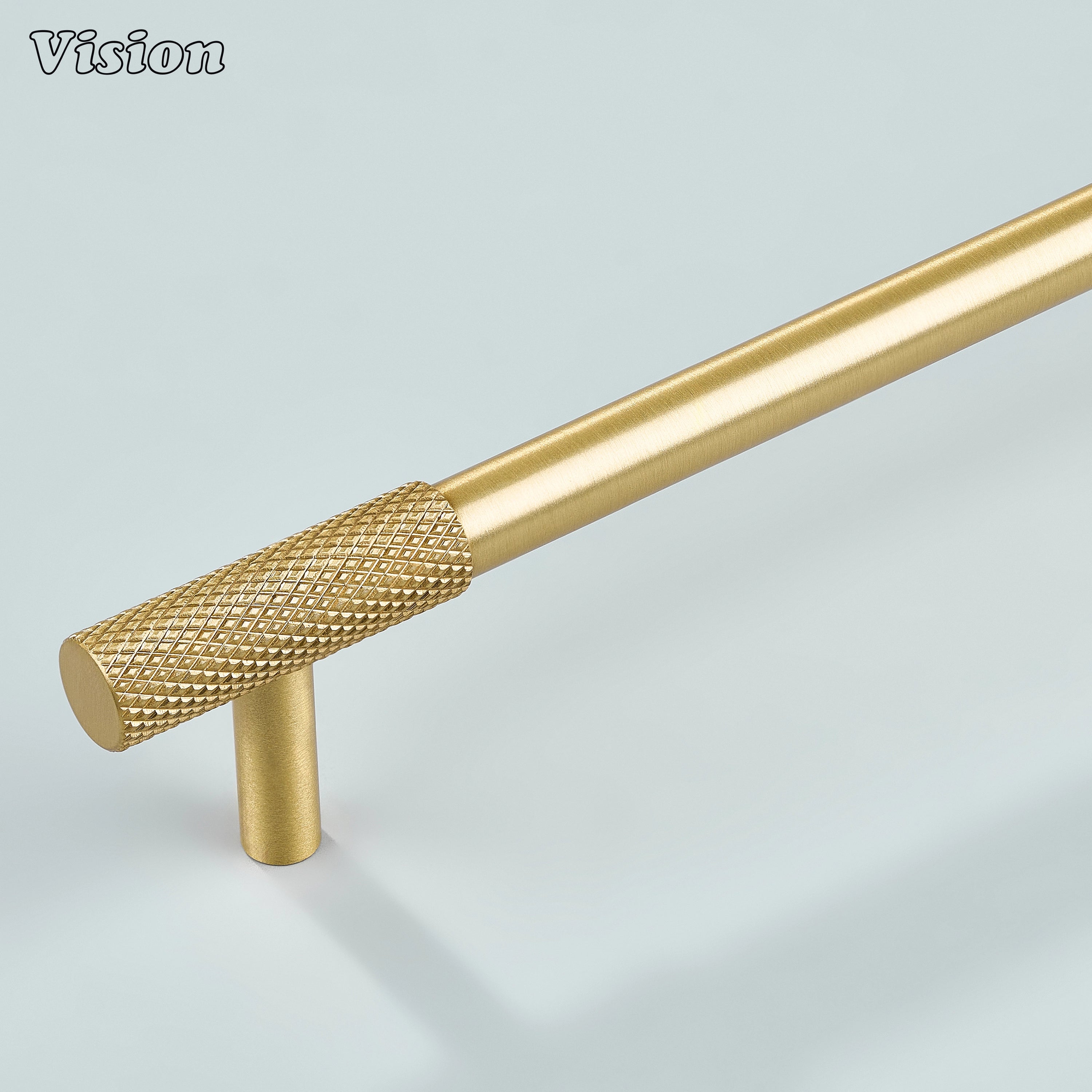 Gold Arion Knurled Cabinet Handle on white background