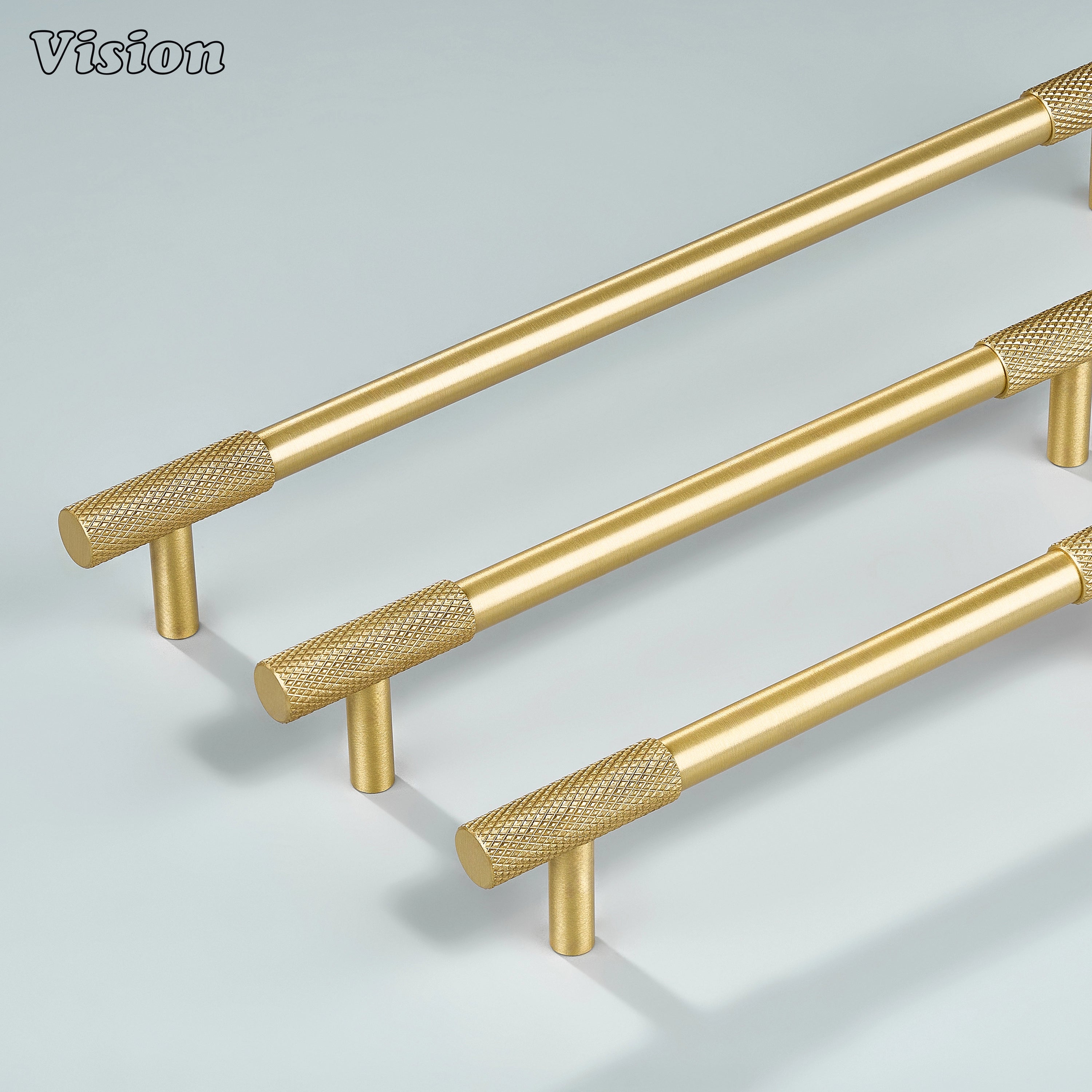 Gold textured knurled pull handle for cabinets
