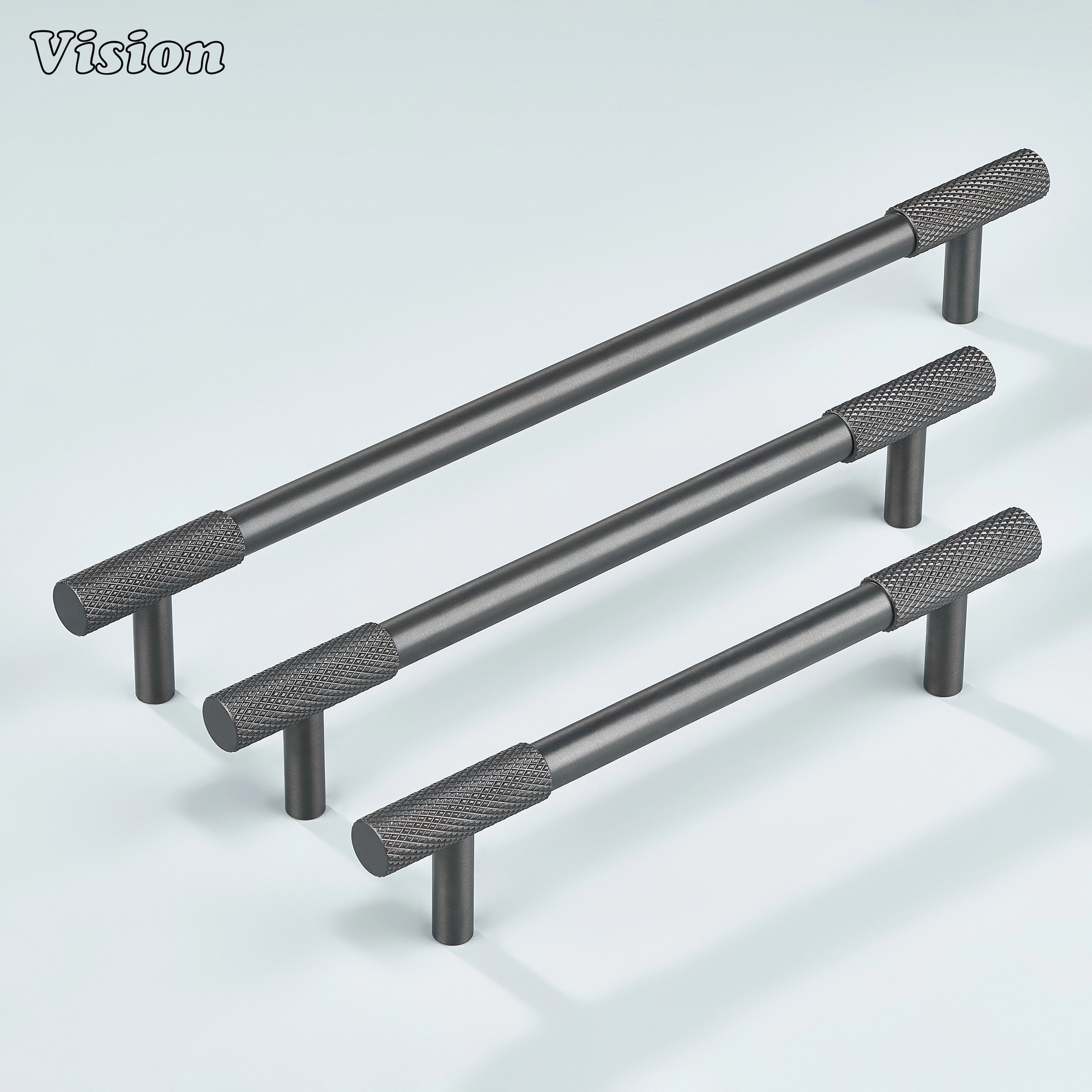 Solid brass Gunmetal knurled cabinet handle