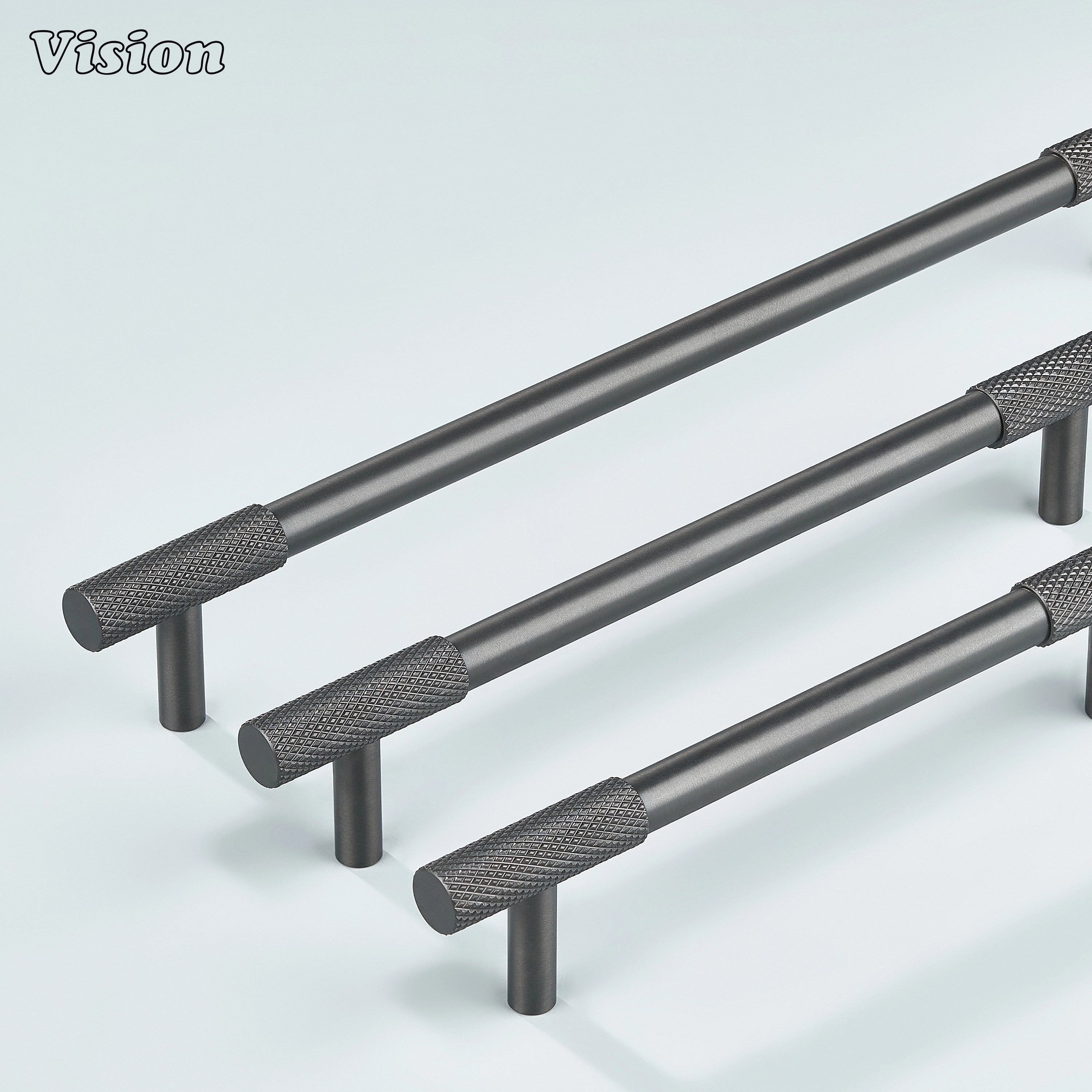 Gunmetal textured knurled cabinet pull