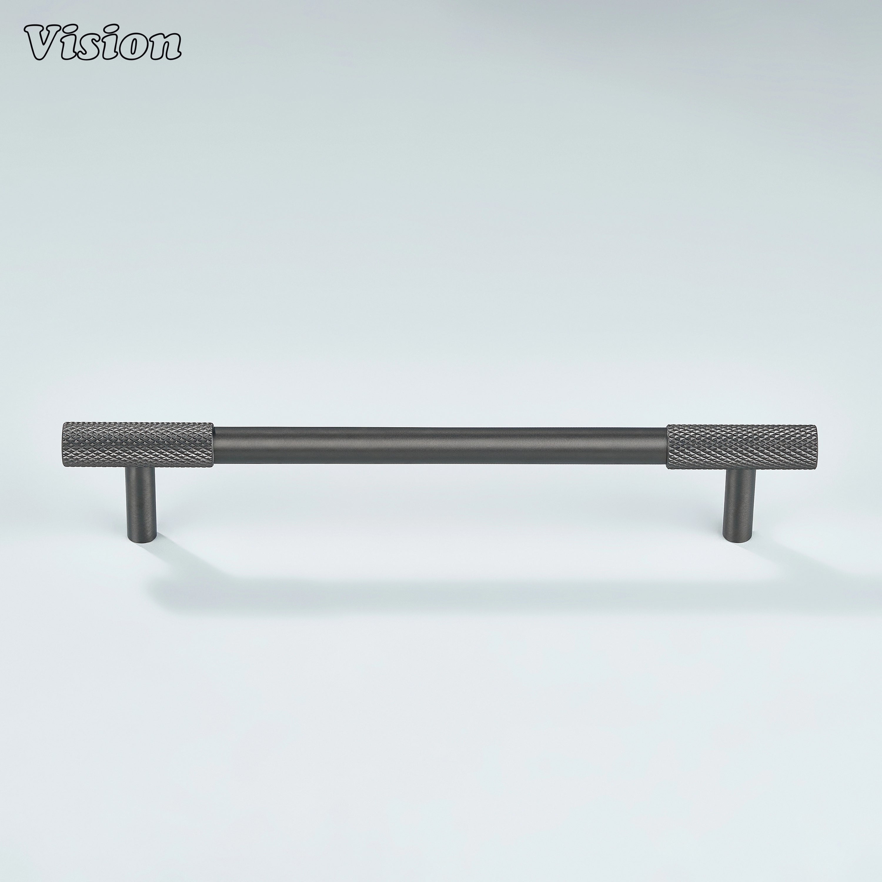 Modern Gunmetal knurled handle front view