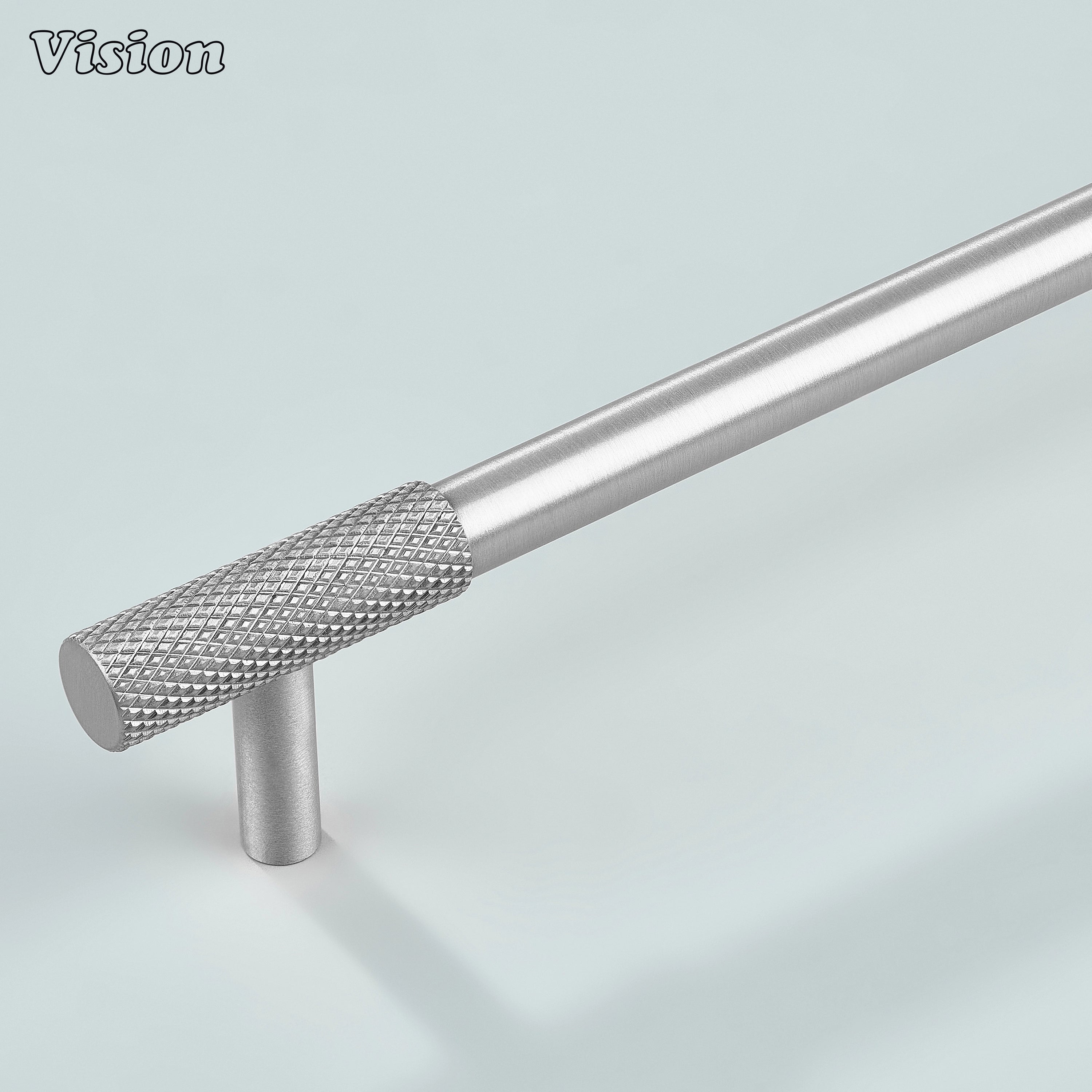 Silver Arion Knurled Cabinet Handle on white background