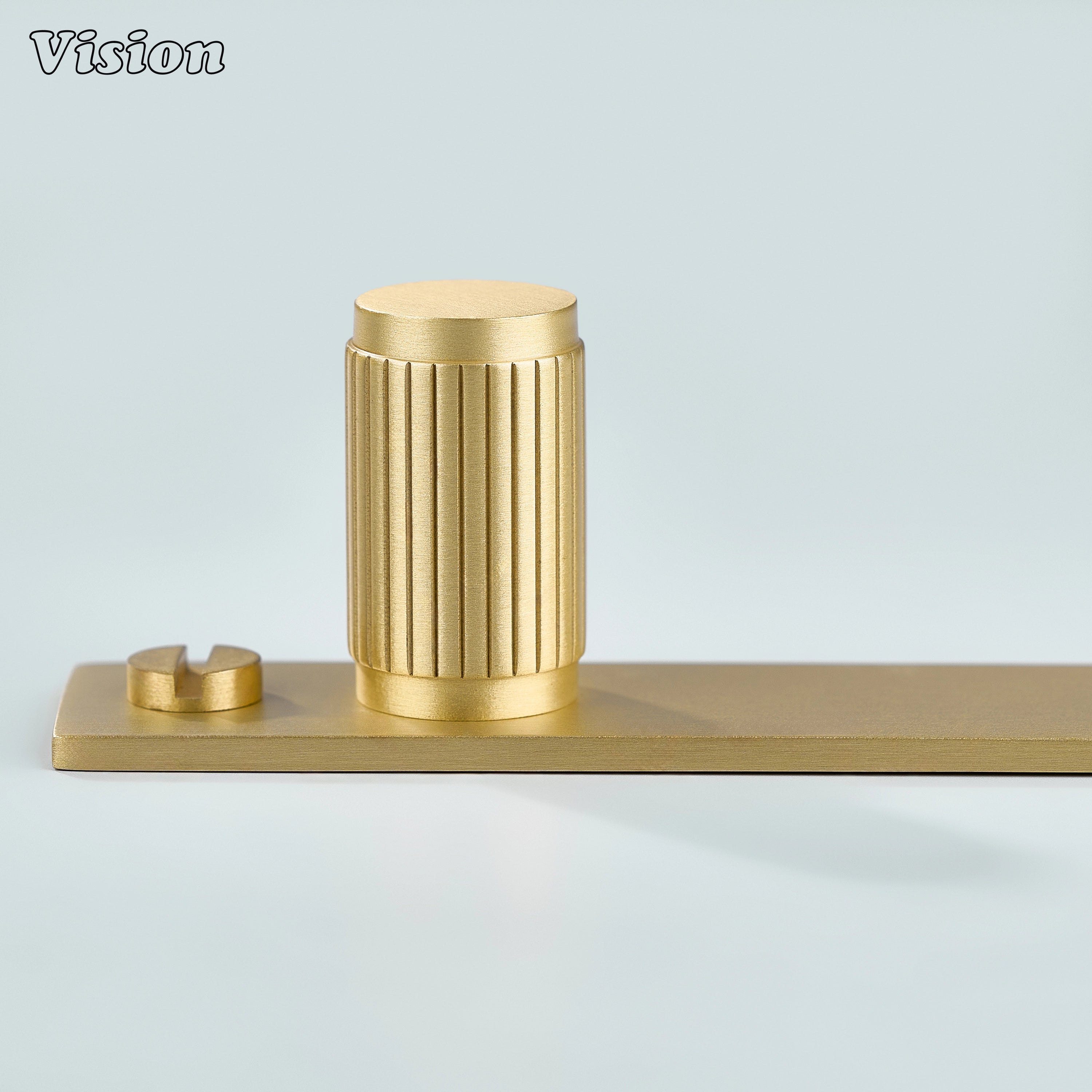 Premium Gold linear knurled cylinder cabinet knob with backplate for furniture storage