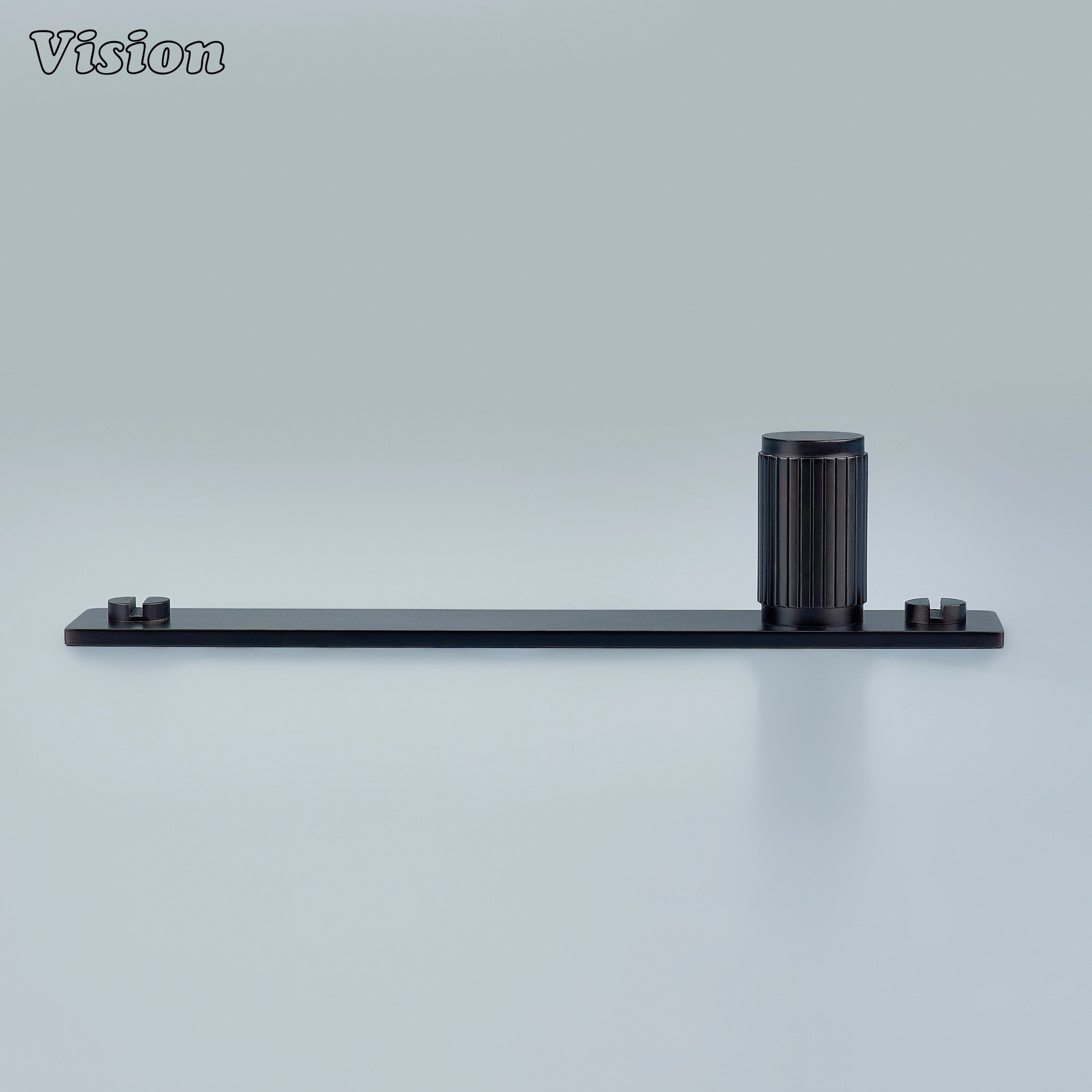 Oil Rubbed Bronze linear knurled brass cabinet knob with cylinder knob and backplate