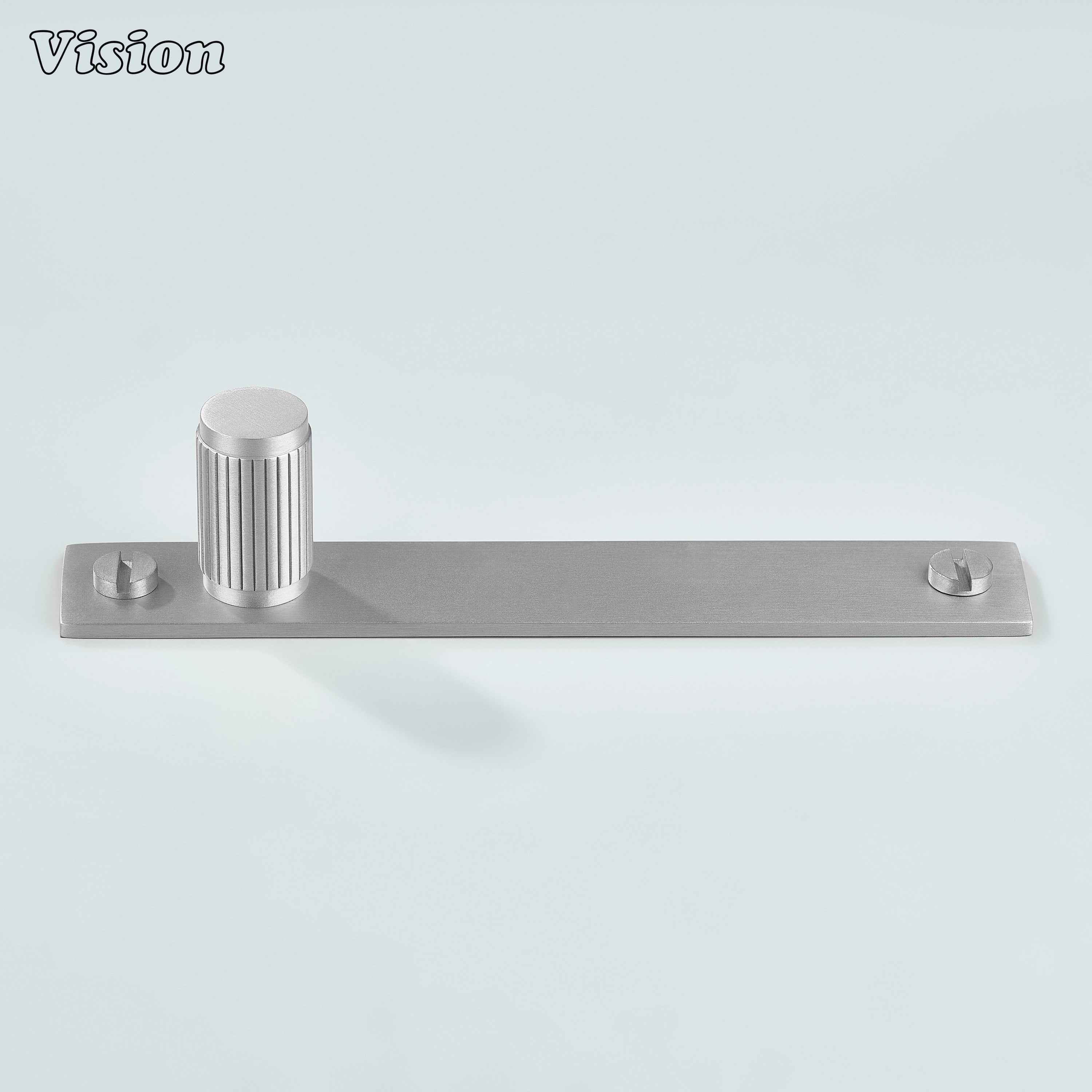 Premium Silver linear knurled cabinet knob with backplate for furniture storage