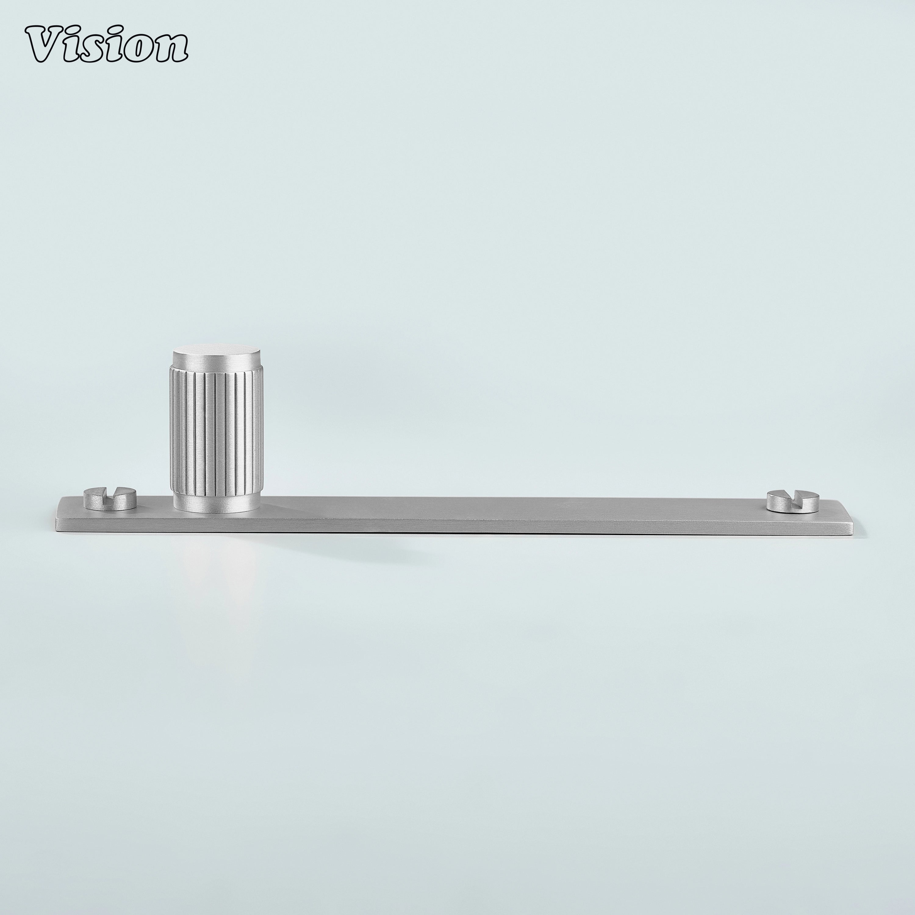 Silver finish linear knurled cabinet knob with solid brass backplate for kitchens