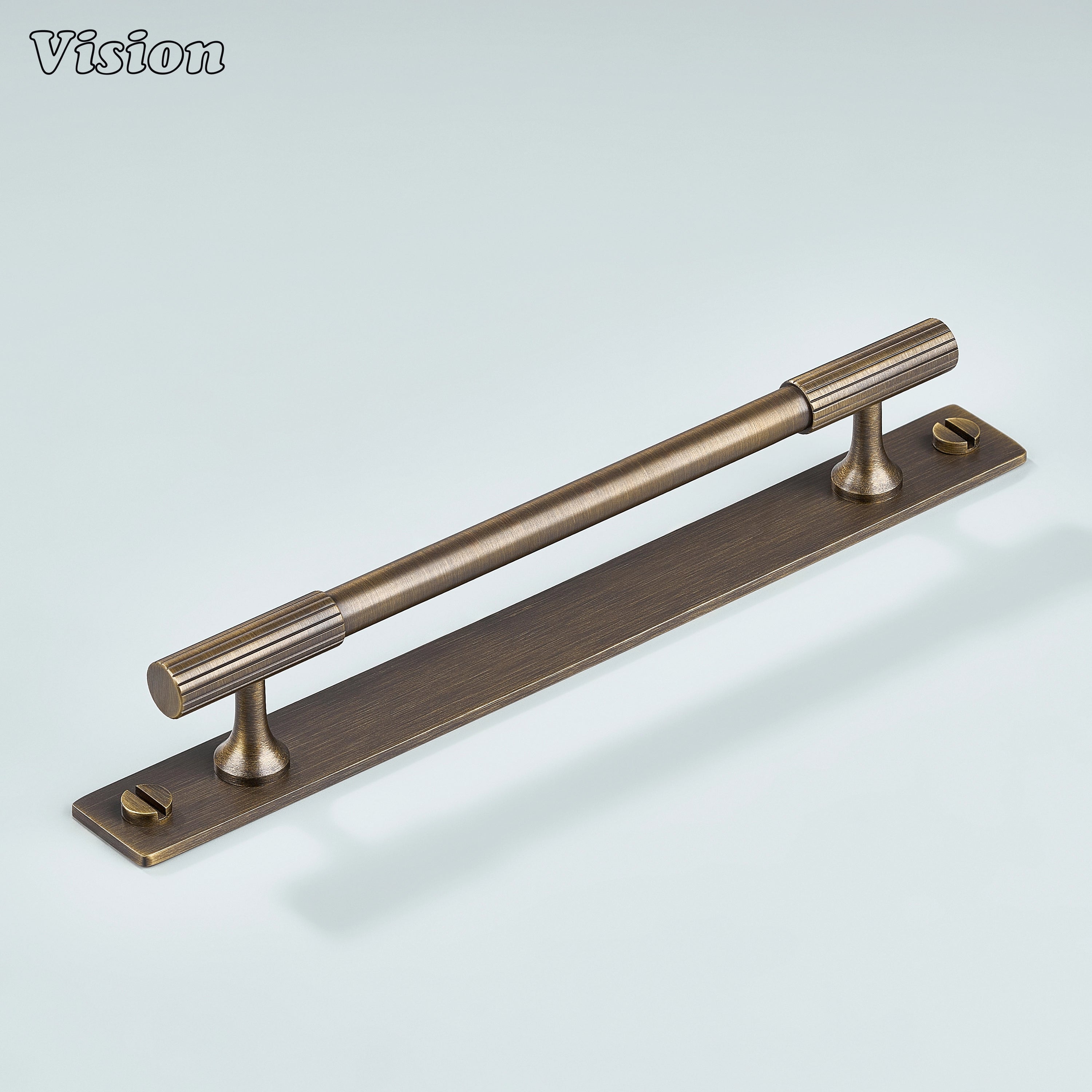 Antique Bronze linear knurled cabinet handle with bar grip for cupboards