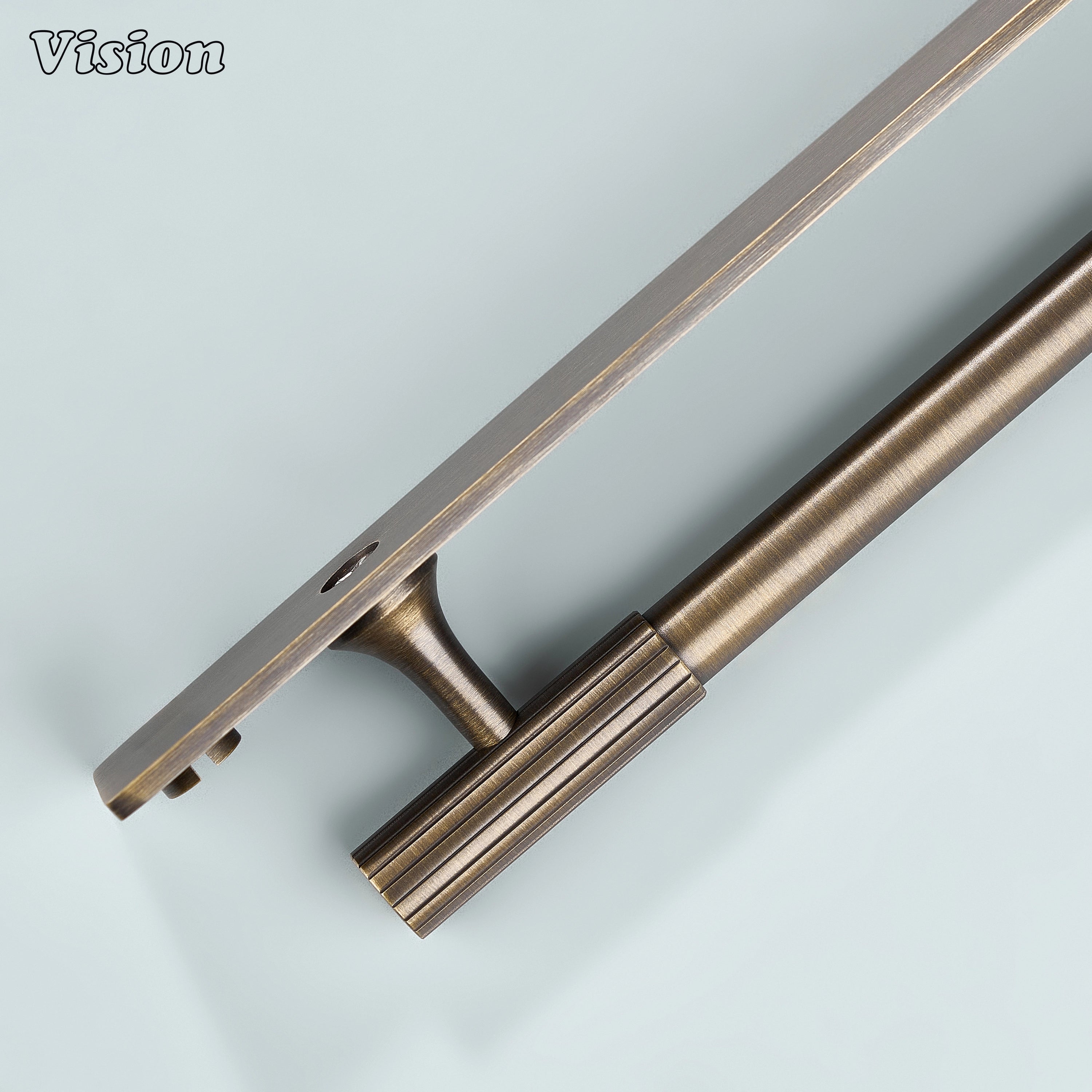 Antique Bronze cabinet handle with linear profile and backplate for wardrobes