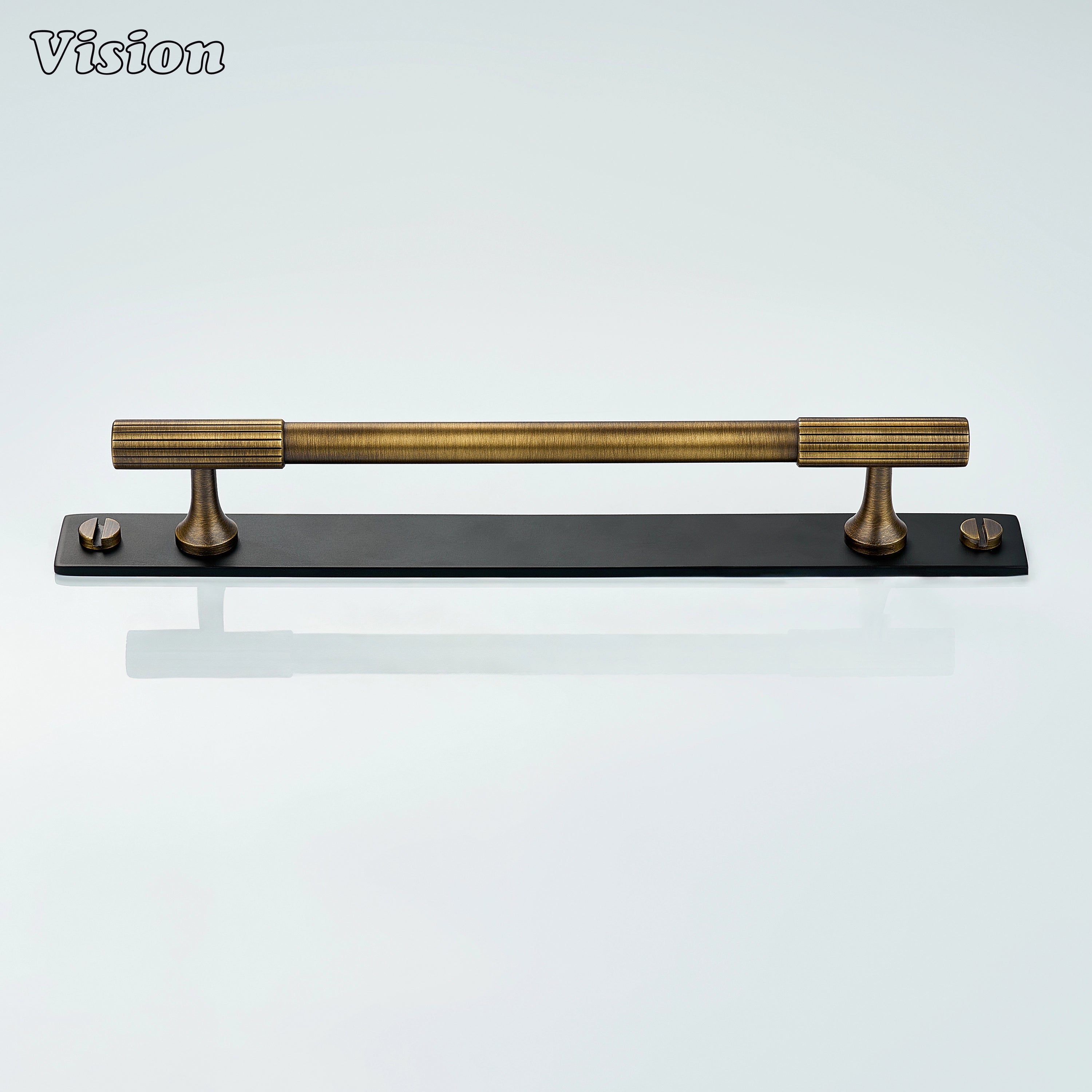 Brass Antique Bronze and Black cabinet handle with linear detailing for furniture