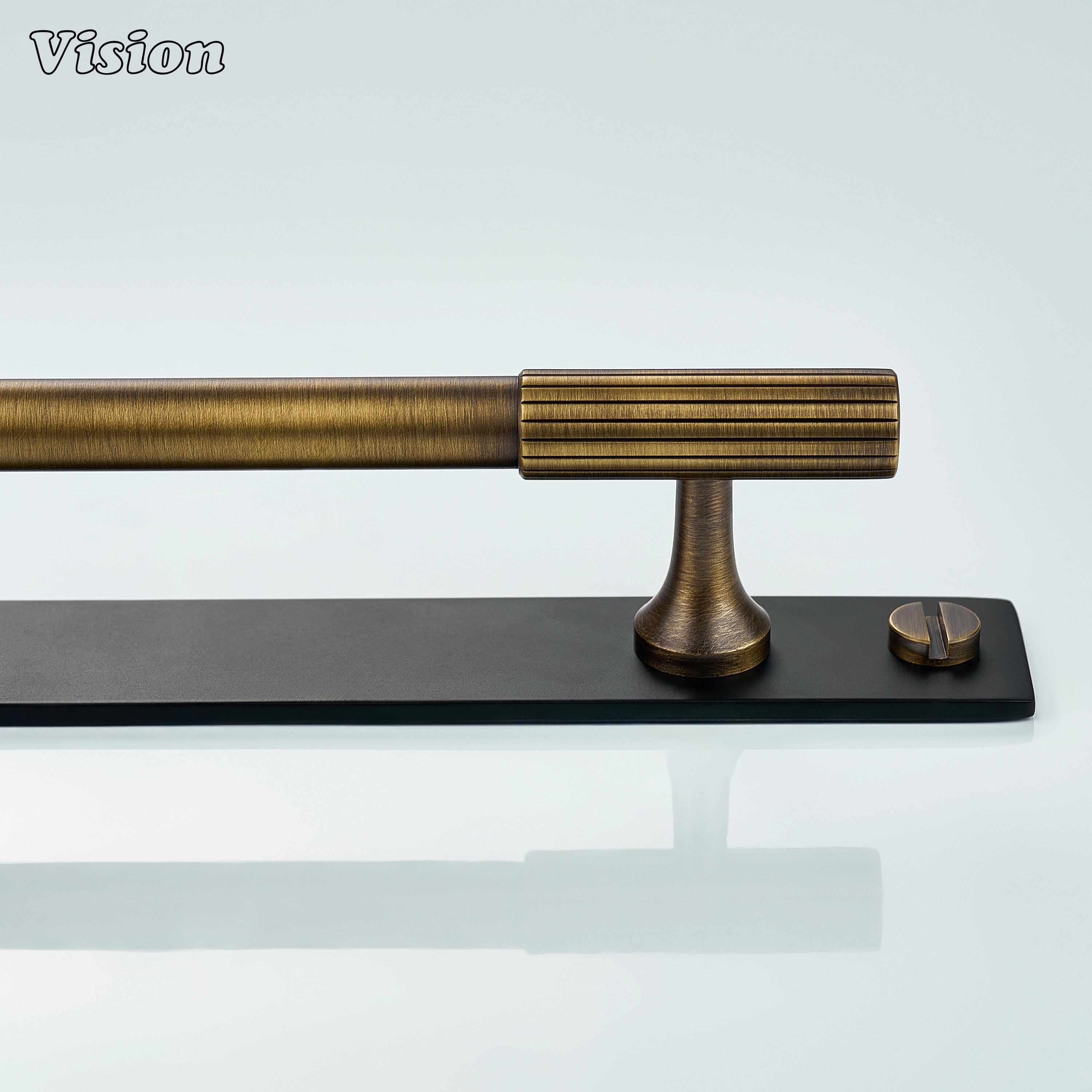 Linear Antique Bronze and Black cabinet handle with solid brass build