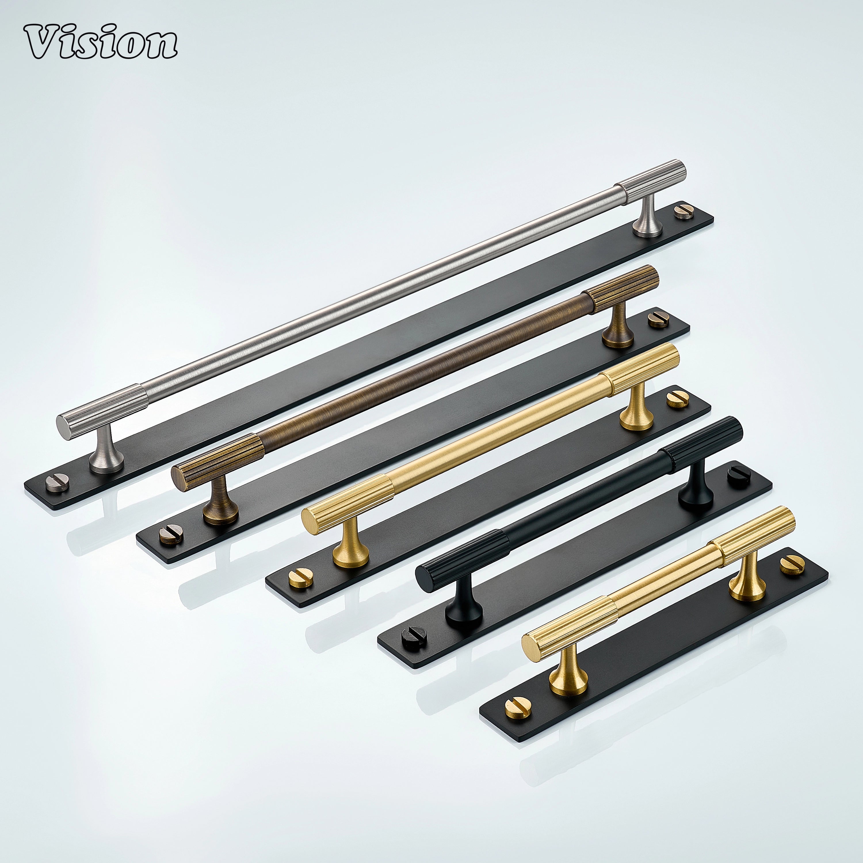 Linear knurled Black cabinet handle with bar profile for wardrobe doors