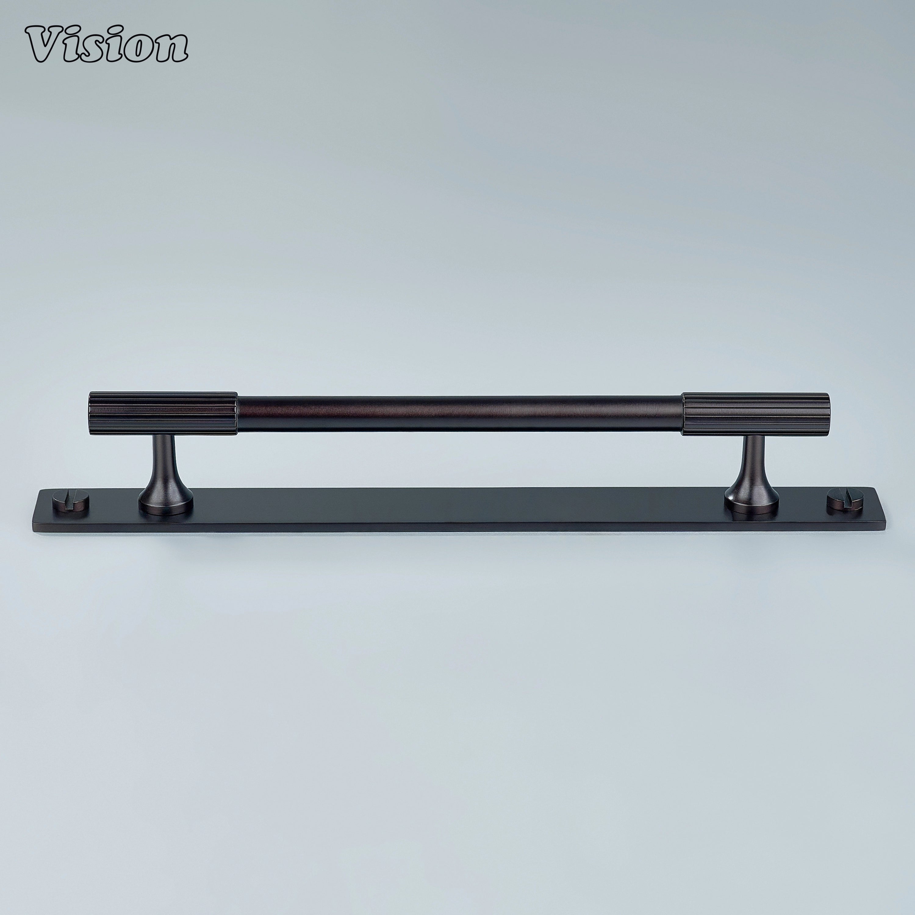 Linear knurled Oil Rubbed Bronze cabinet handle with bar profile for wardrobes