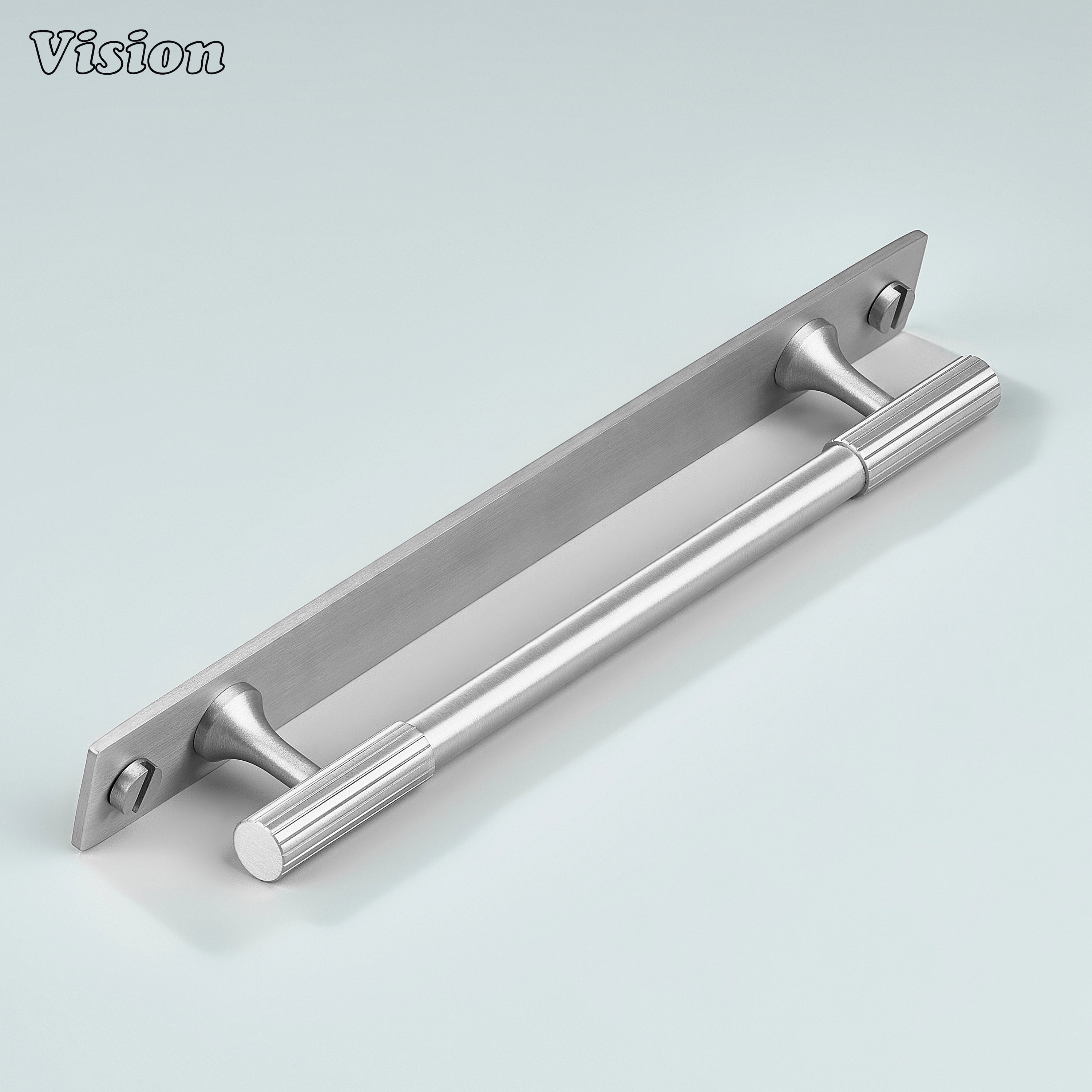 Modern Silver cabinet handle with straight bar form for kitchens
