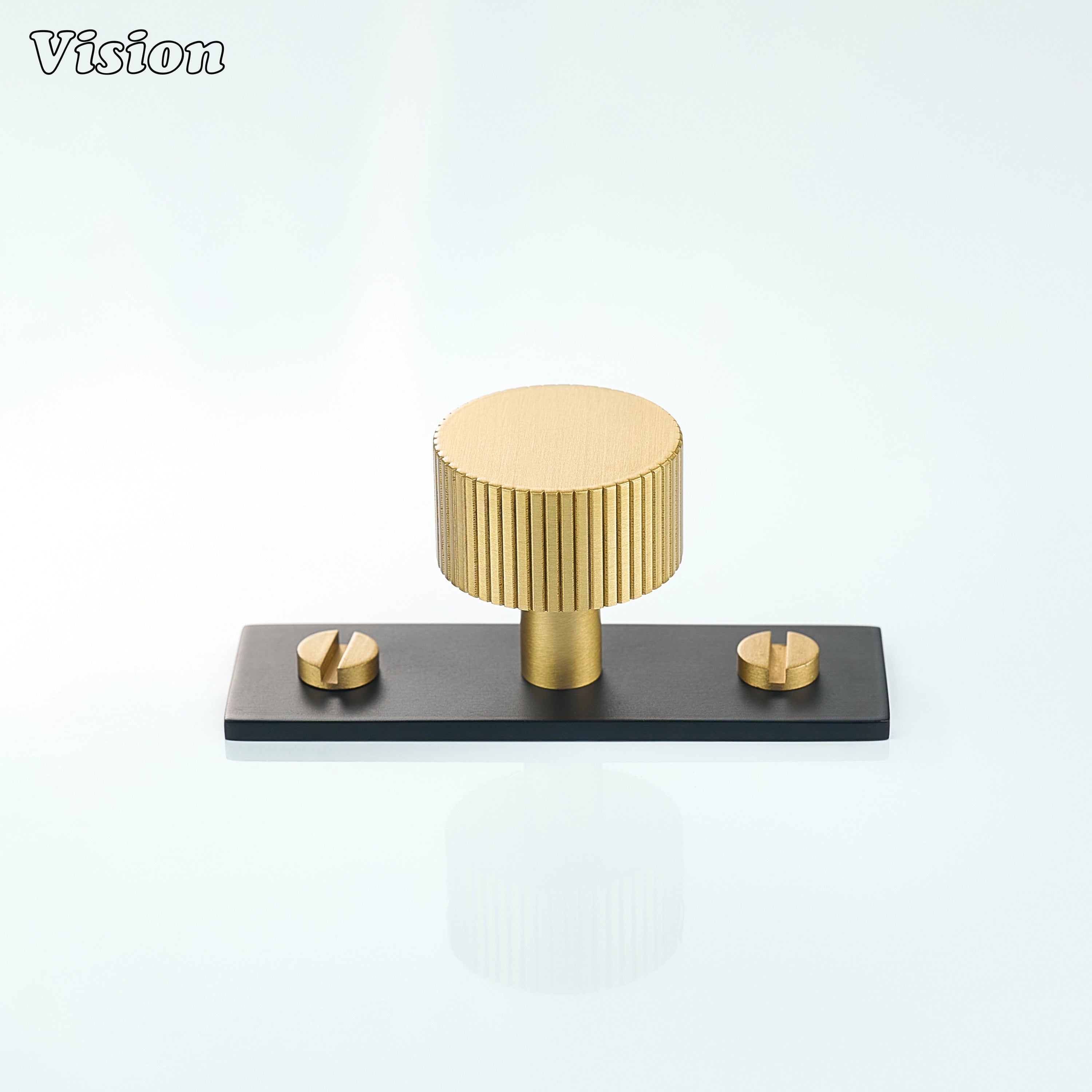 Aris knurled brass knob gold black backplate