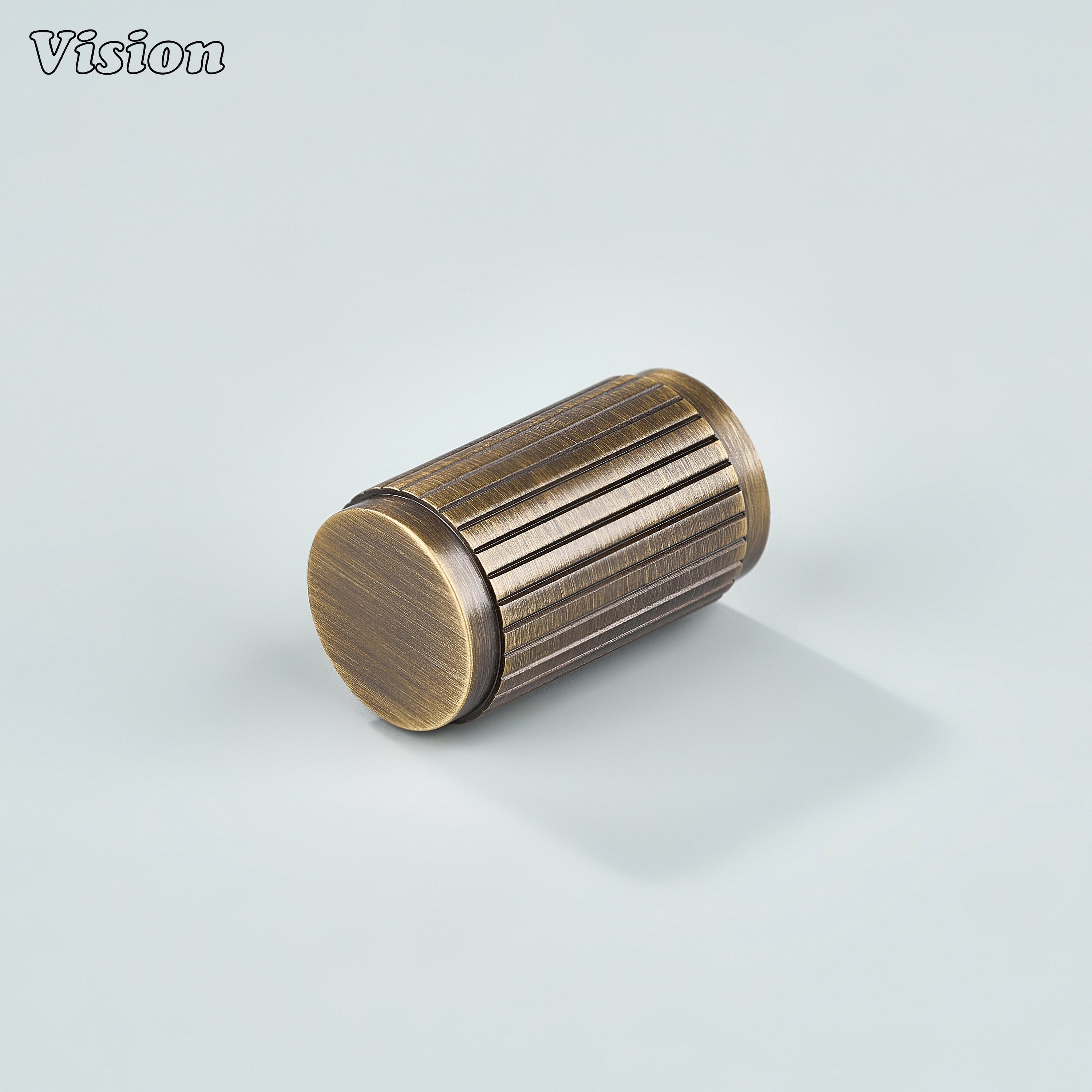 Antique Bronze linear knurled brass cabinet knob with cylindrical design for kitchens