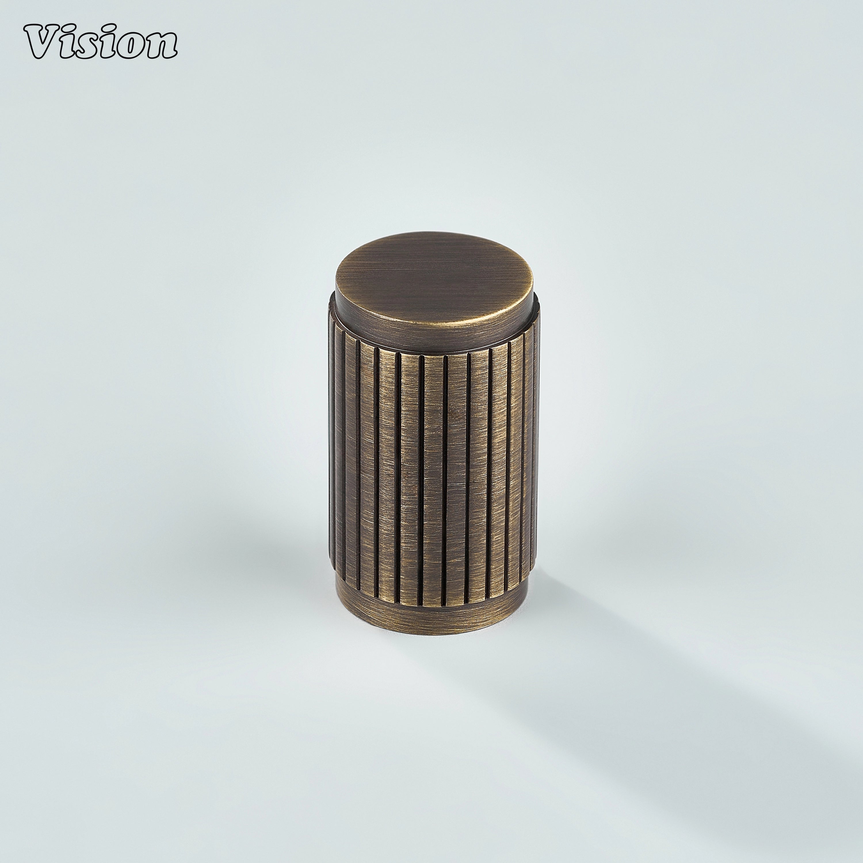 Linear knurled Antique Bronze cabinet knob in solid brass for wardrobe furniture