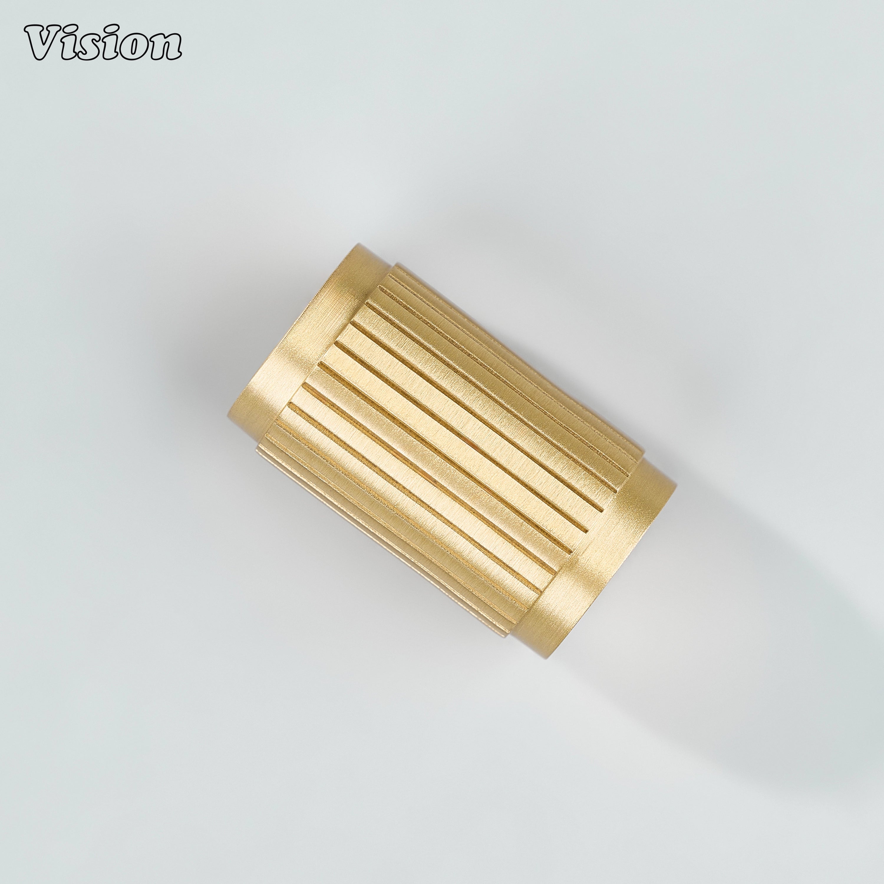 Gold finish linear knurled cabinet knob with solid brass body for kitchen drawers